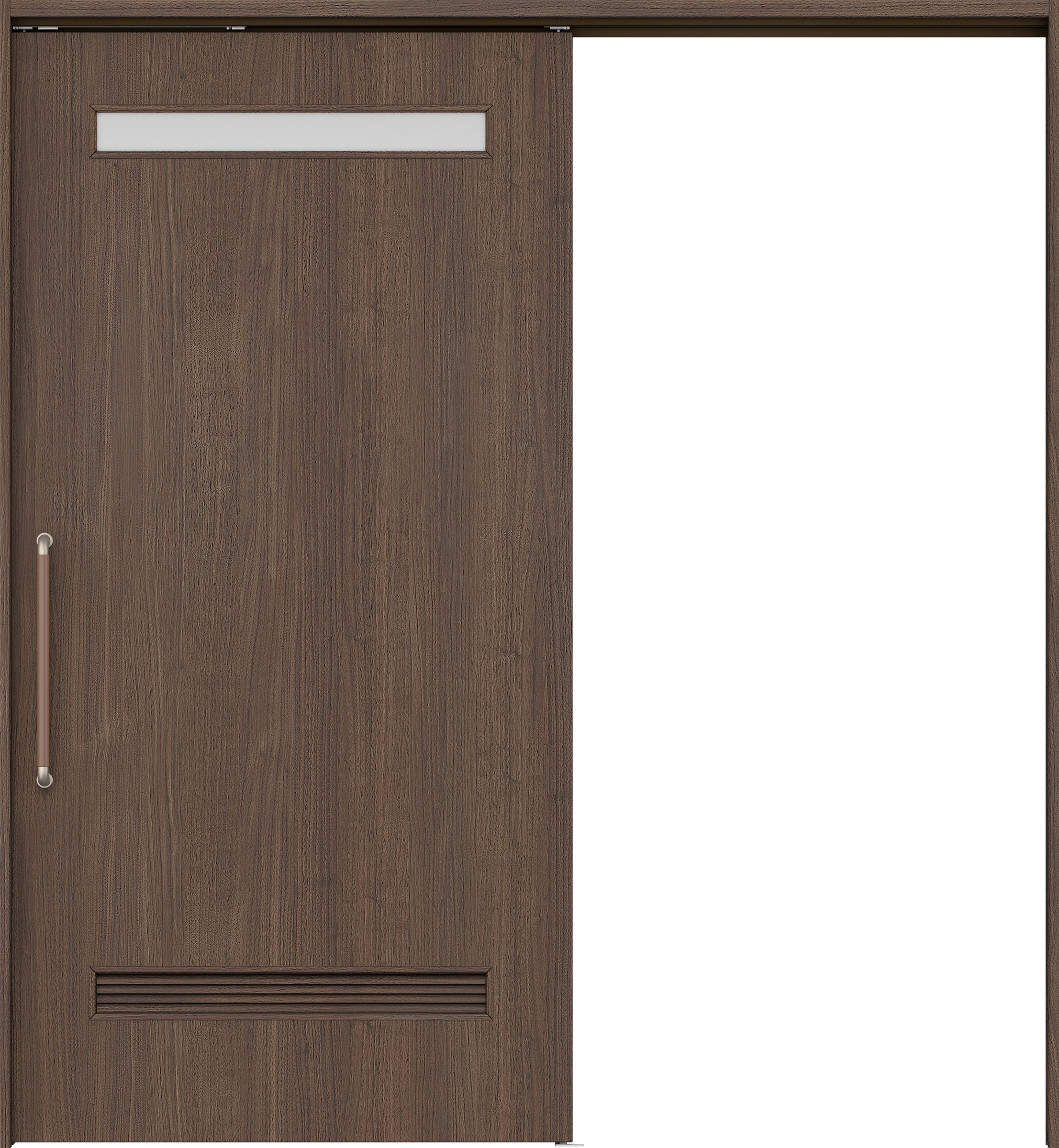 リビングドア　イエリア　巾広吊戸・片引　扉セット　０８デザイン　１８７５幅用　２０００高　〈ダルブラウン柄〉　左右兼用　錠なし　にぎりバー　ラクラクローズ付用