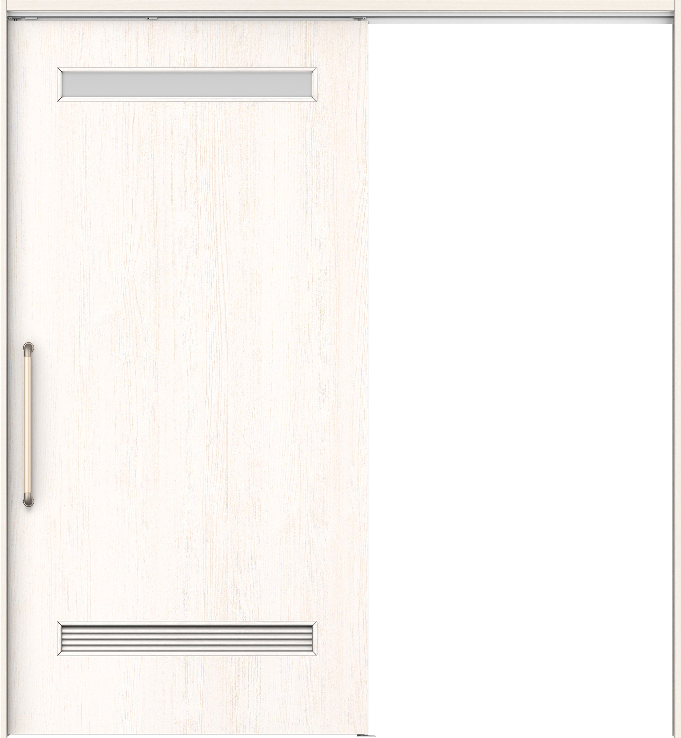 リビングドア　イエリア　巾広吊戸・片引　扉セット　０８デザイン　１８７５幅用　２０００高　〈ネオホワイト柄〉　左右兼用　錠なし　にぎりバー　ラクラクローズ付用