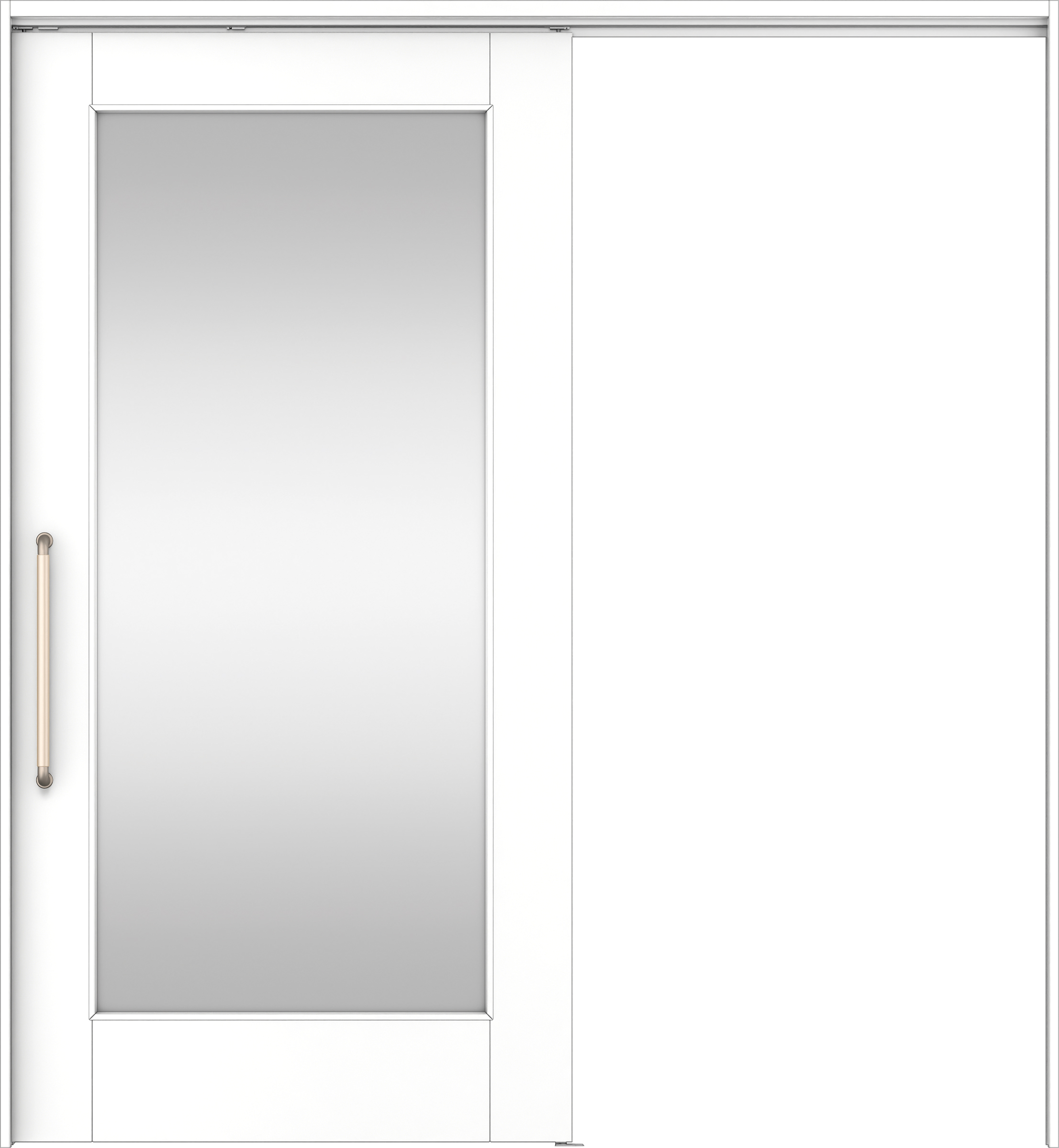 リビングドア　イエリア　巾広吊戸・片引　扉セット　２１デザイン　１８７５幅用　２０００高　〈パウダーホワイト柄〉　左右兼用　錠なし　にぎりバー　ラクラクローズ付用