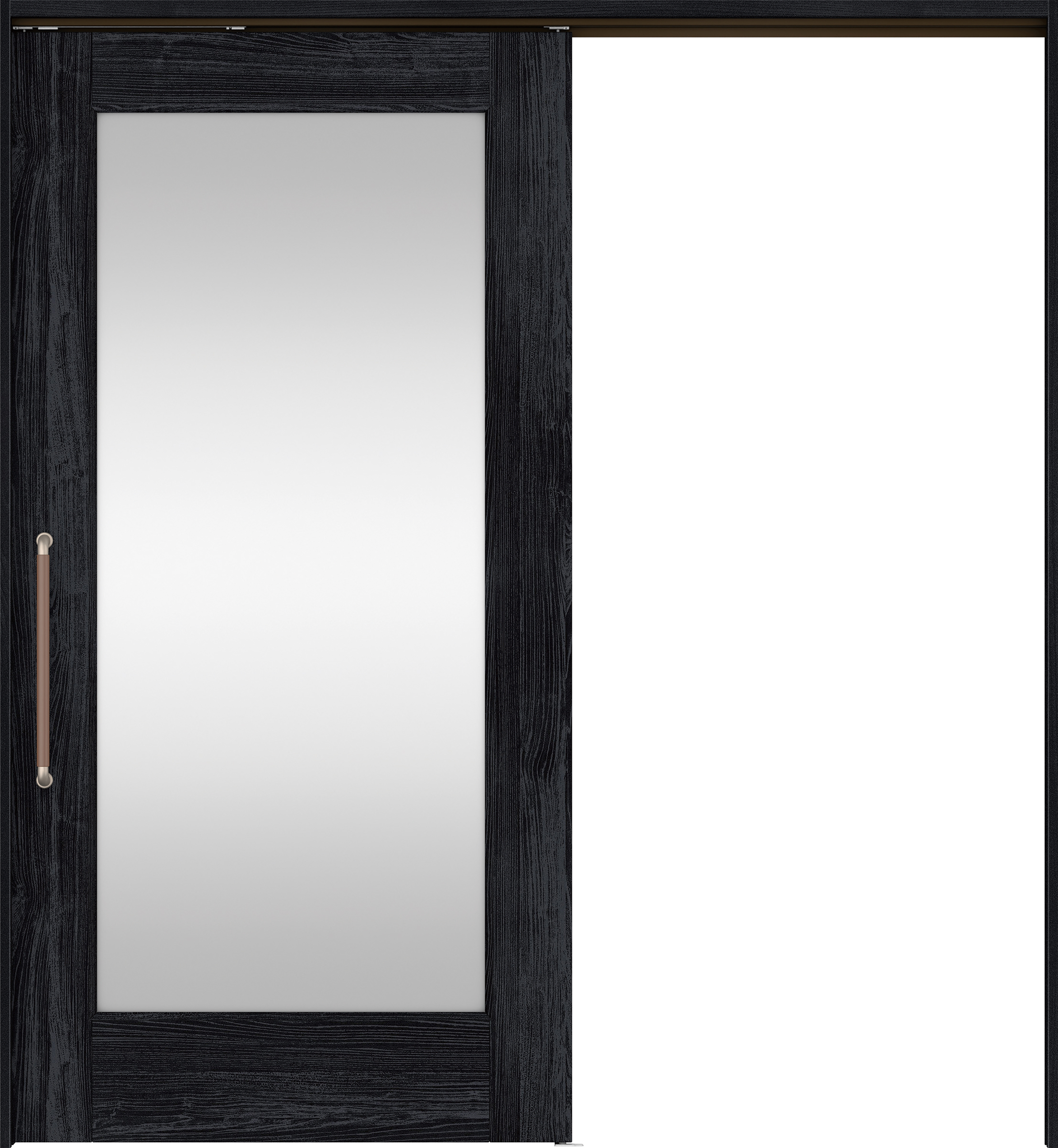 リビングドア　イエリア　巾広吊戸・片引　扉セット　２１デザイン　１８７５幅用　２０００高　〈モスブラック柄〉　左右兼用　錠なし　にぎりバー　ラクラクローズ付用