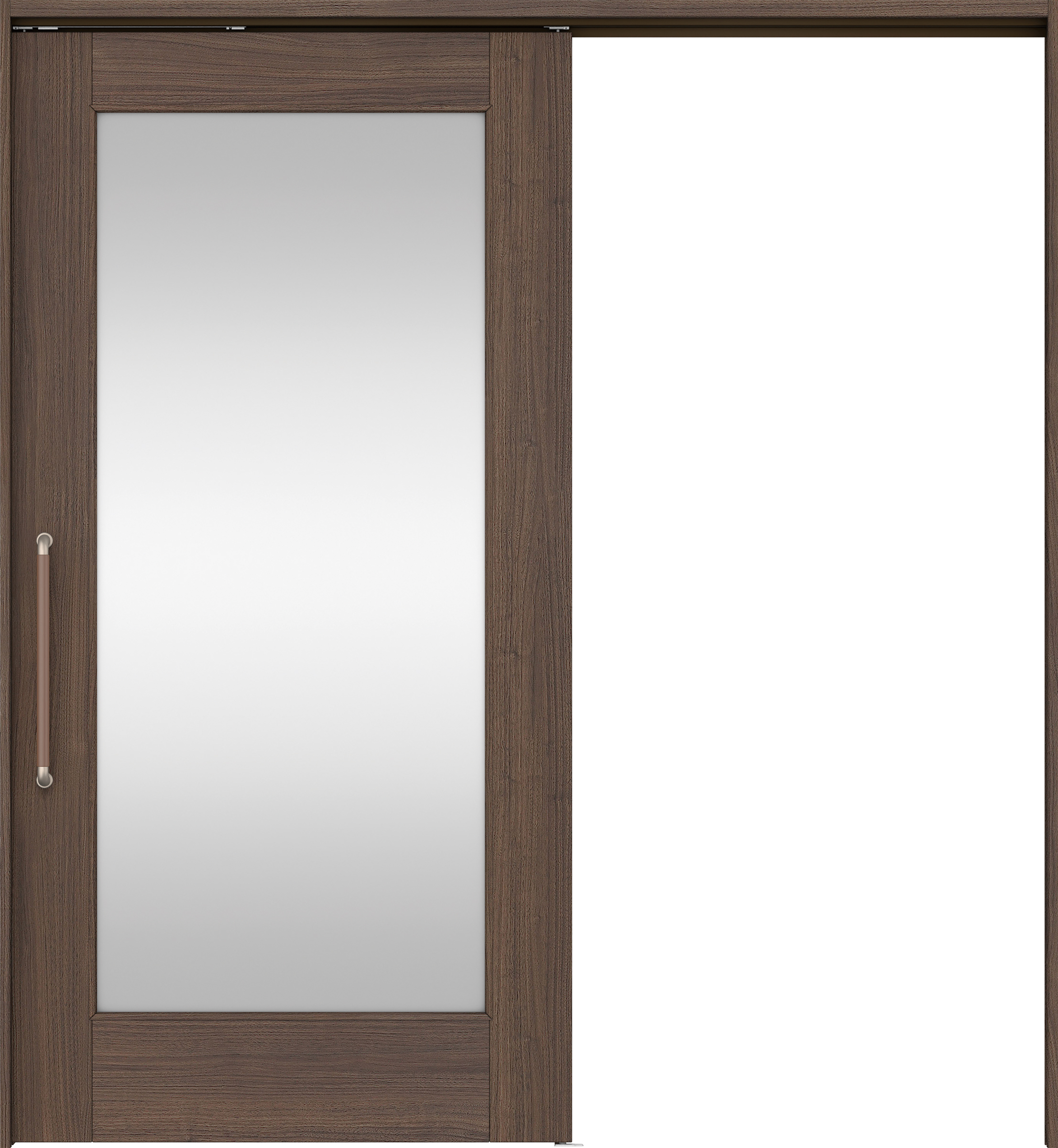 リビングドア　イエリア　巾広吊戸・片引　扉セット　２１デザイン　１８７５幅用　２０００高　〈ダルブラウン柄〉　左右兼用　錠なし　にぎりバー　ラクラクローズ付用