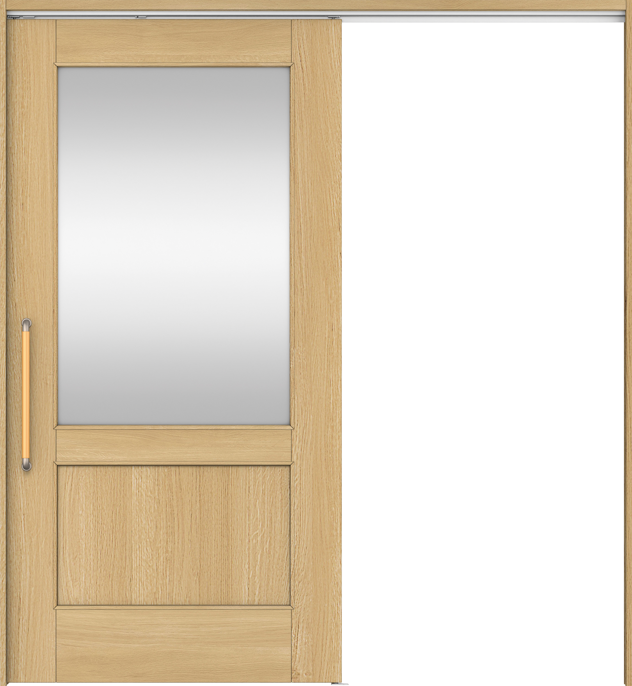 リビングドア　イエリア　巾広吊戸・片引　扉セット　２６デザイン　１８７５幅用　２０００高　〈ライトオーカー柄〉　左右兼用　錠なし　にぎりバー　ラクラクローズ付用