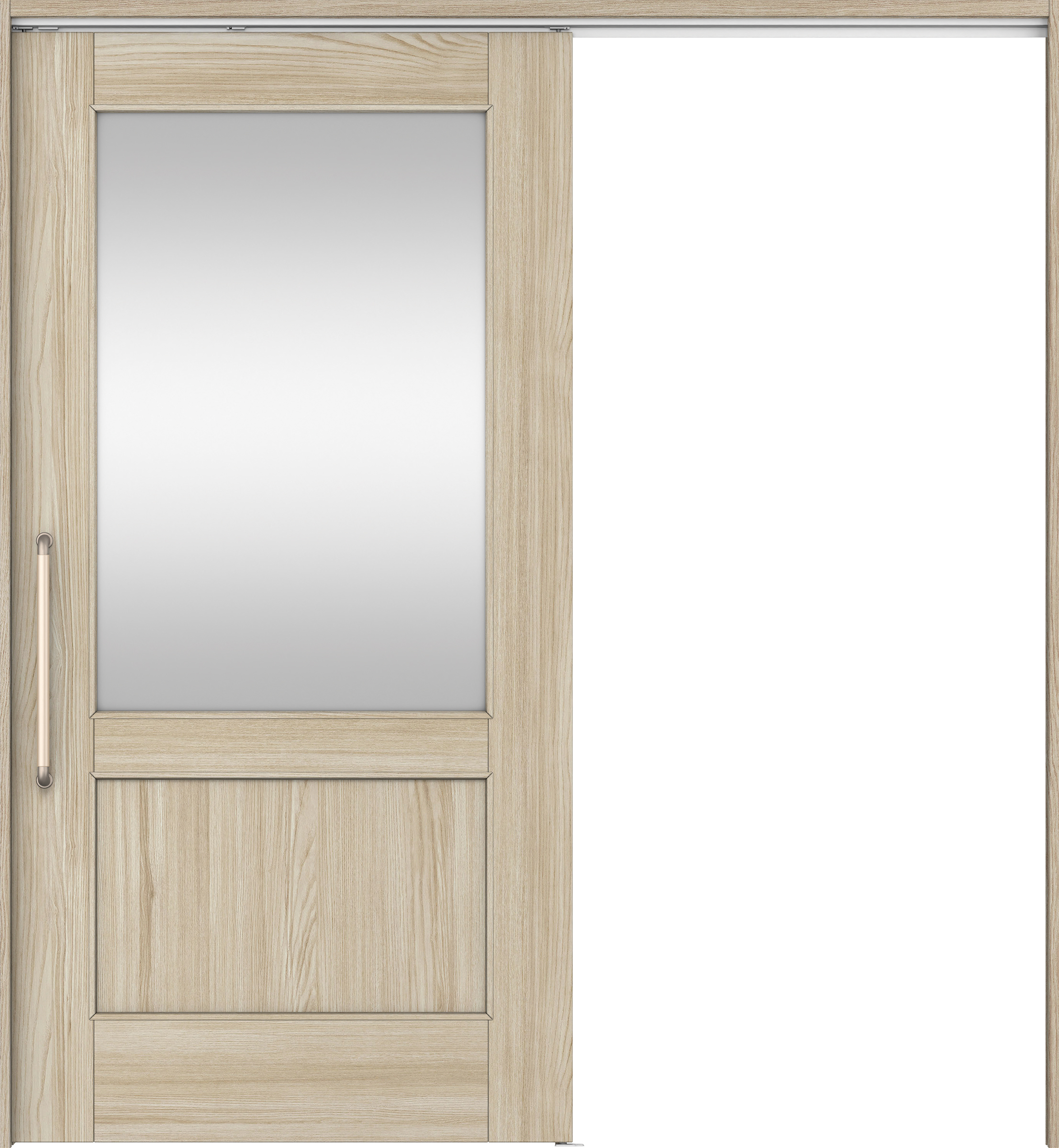 リビングドア　イエリア　巾広吊戸・片引　扉セット　２６デザイン　１８７５幅用　２０００高　〈ソフトグレージュ柄〉　左右兼用　錠なし　にぎりバー　ラクラクローズ付用