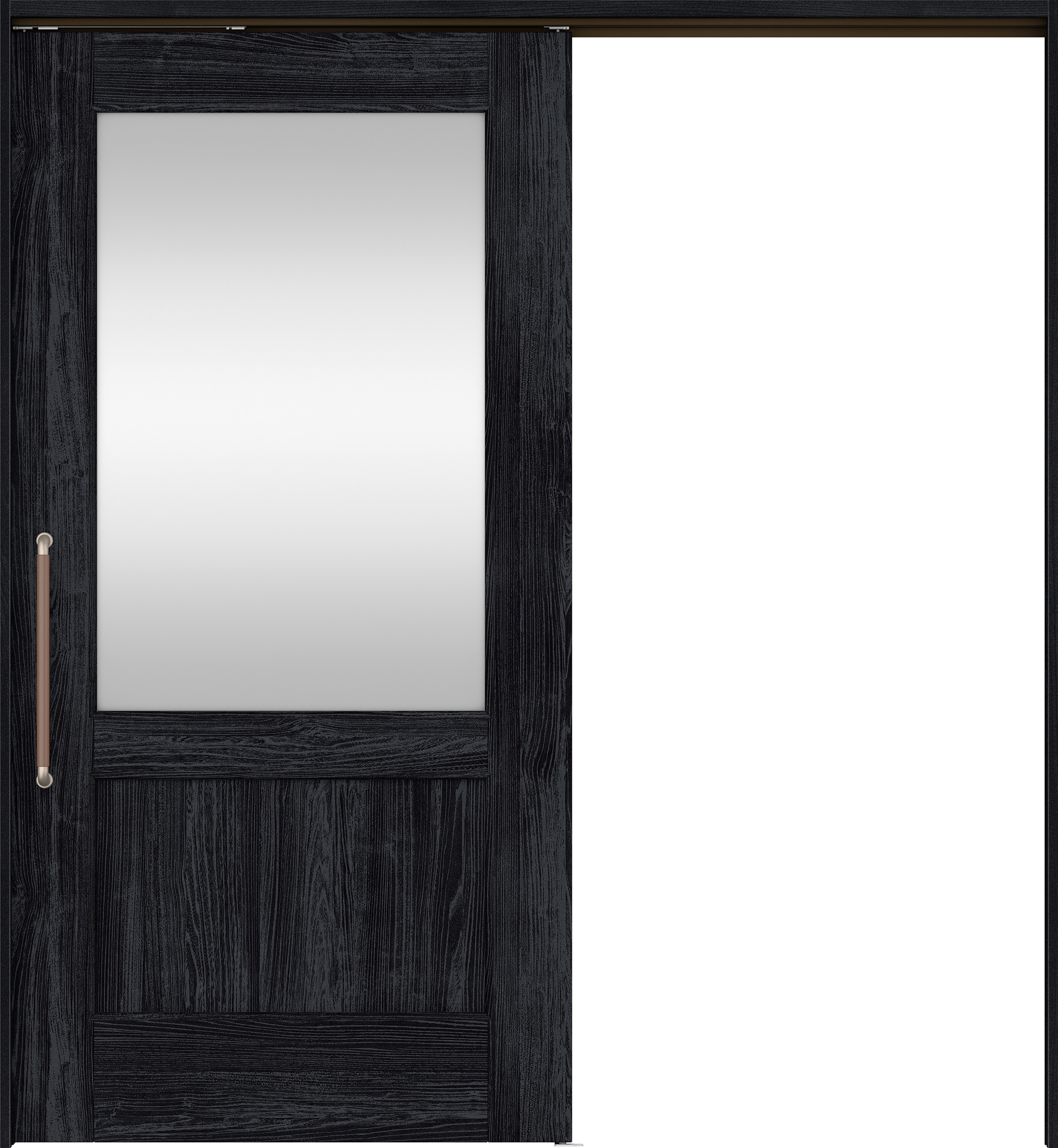 リビングドア　イエリア　巾広吊戸・片引　扉セット　２６デザイン　１８７５幅用　２０００高　〈モスブラック柄〉　左右兼用　錠なし　にぎりバー　ラクラクローズ付用