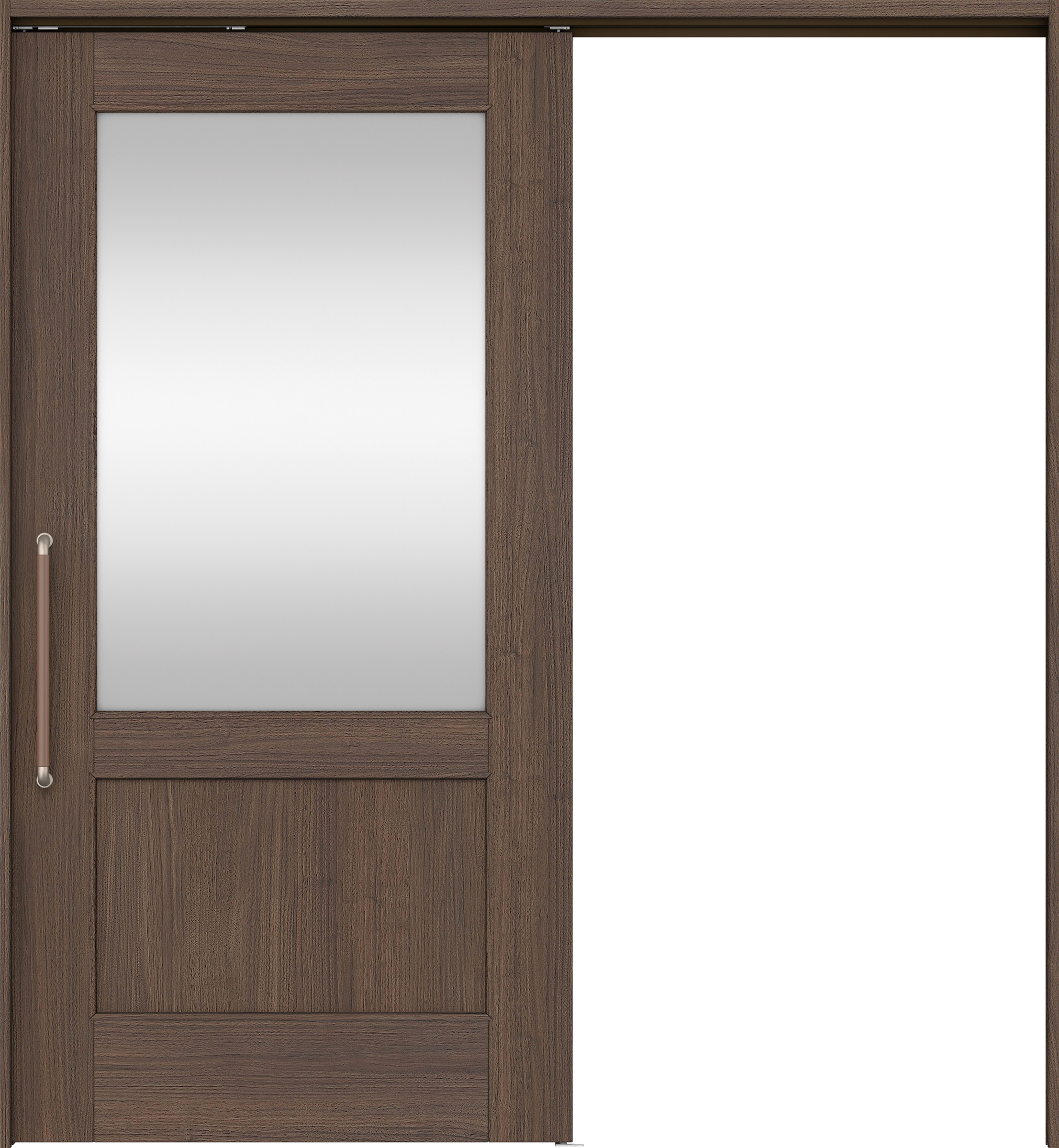 リビングドア　イエリア　巾広吊戸・片引　扉セット　２６デザイン　１８７５幅用　２０００高　〈ダルブラウン柄〉　左右兼用　錠なし　にぎりバー　ラクラクローズ付用