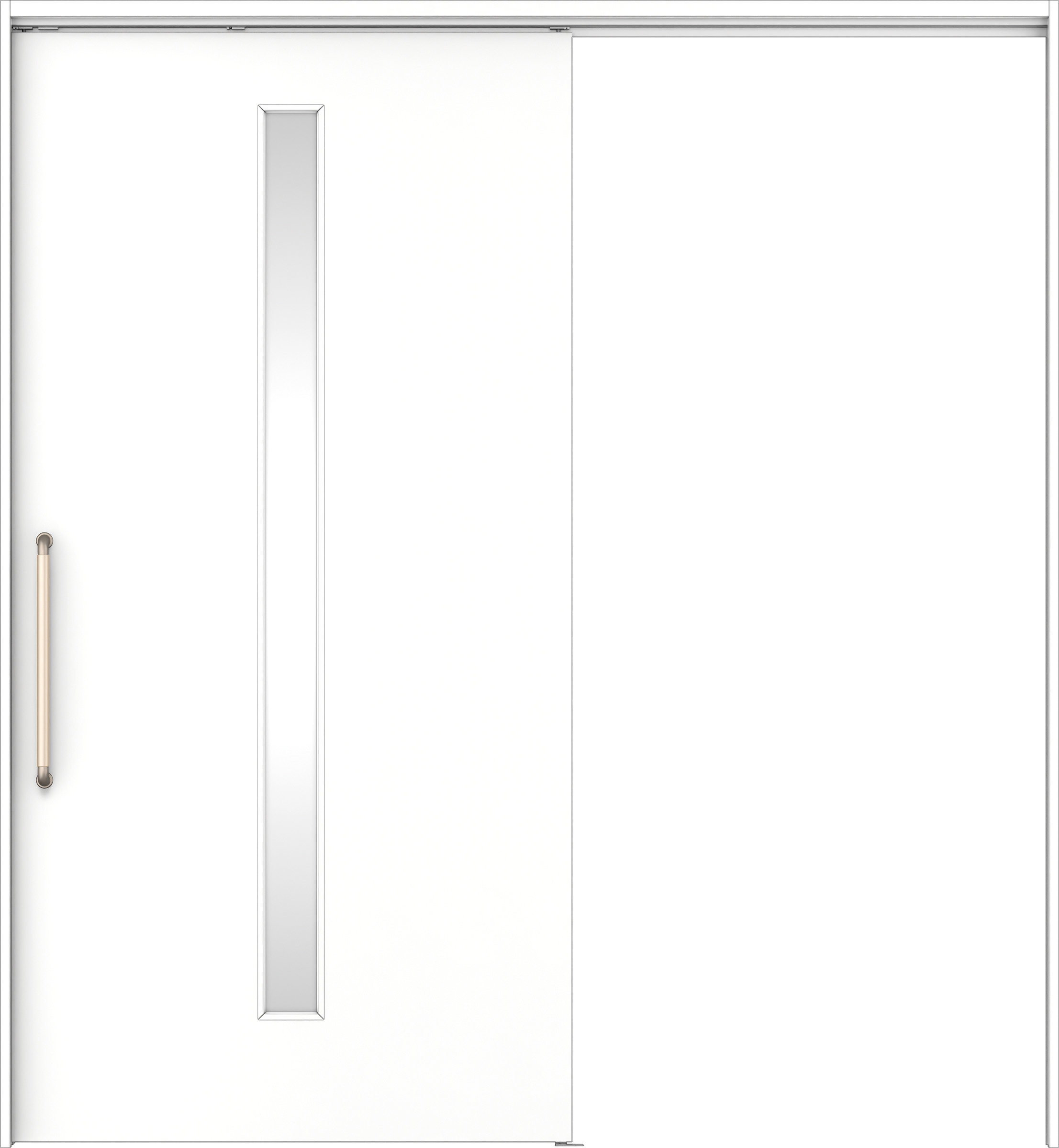 リビングドア　イエリア　巾広吊戸・片引　扉セット　Ｃ４デザイン　１８７５幅用　２０００高　〈パウダーホワイト柄〉　左右兼用　錠なし　にぎりバー　ラクラクローズ付用