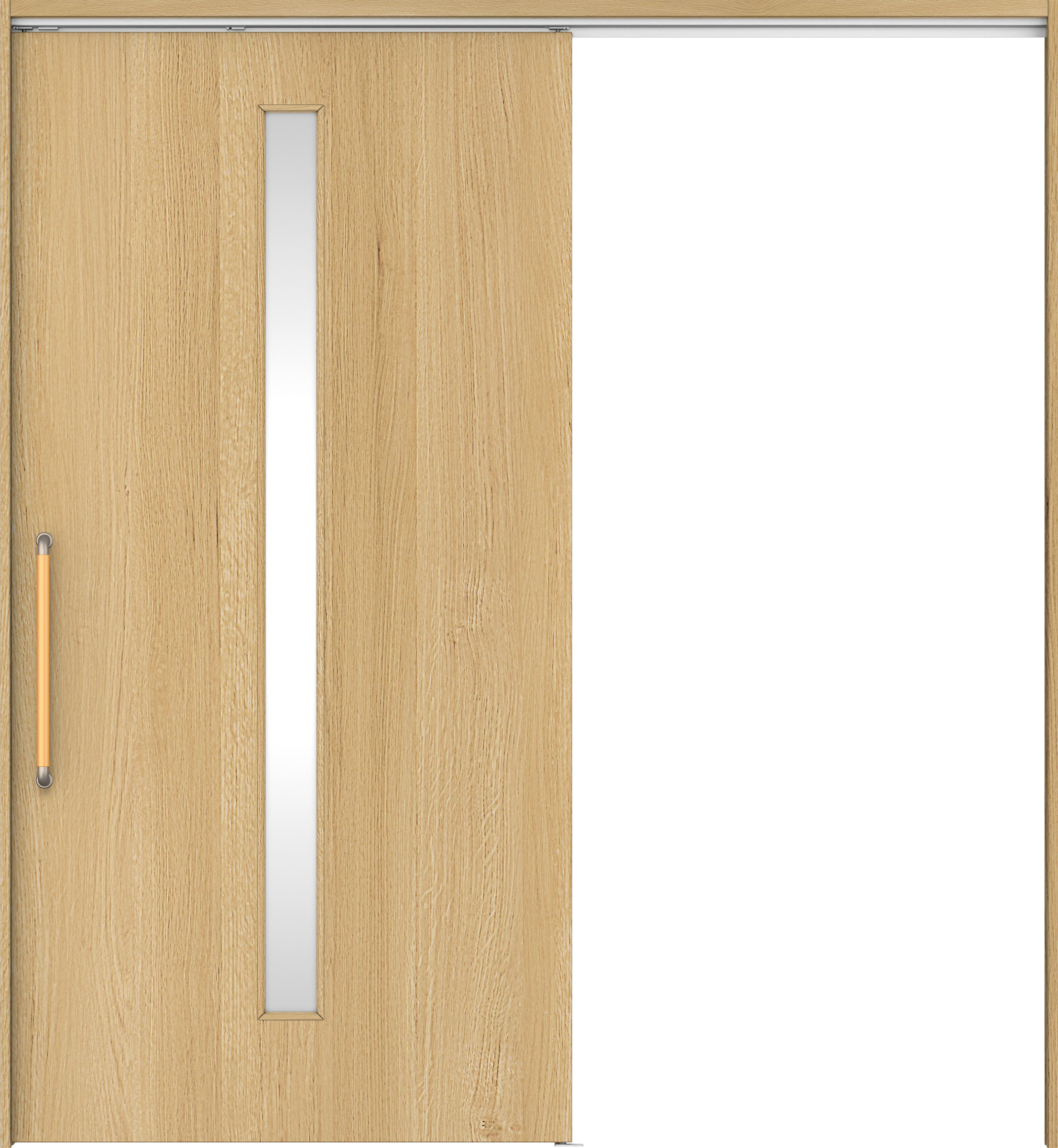 リビングドア　イエリア　巾広吊戸・片引　扉セット　Ｃ４デザイン　１８７５幅用　２０００高　〈ライトオーカー柄〉　左右兼用　錠なし　にぎりバー　ラクラクローズ付用