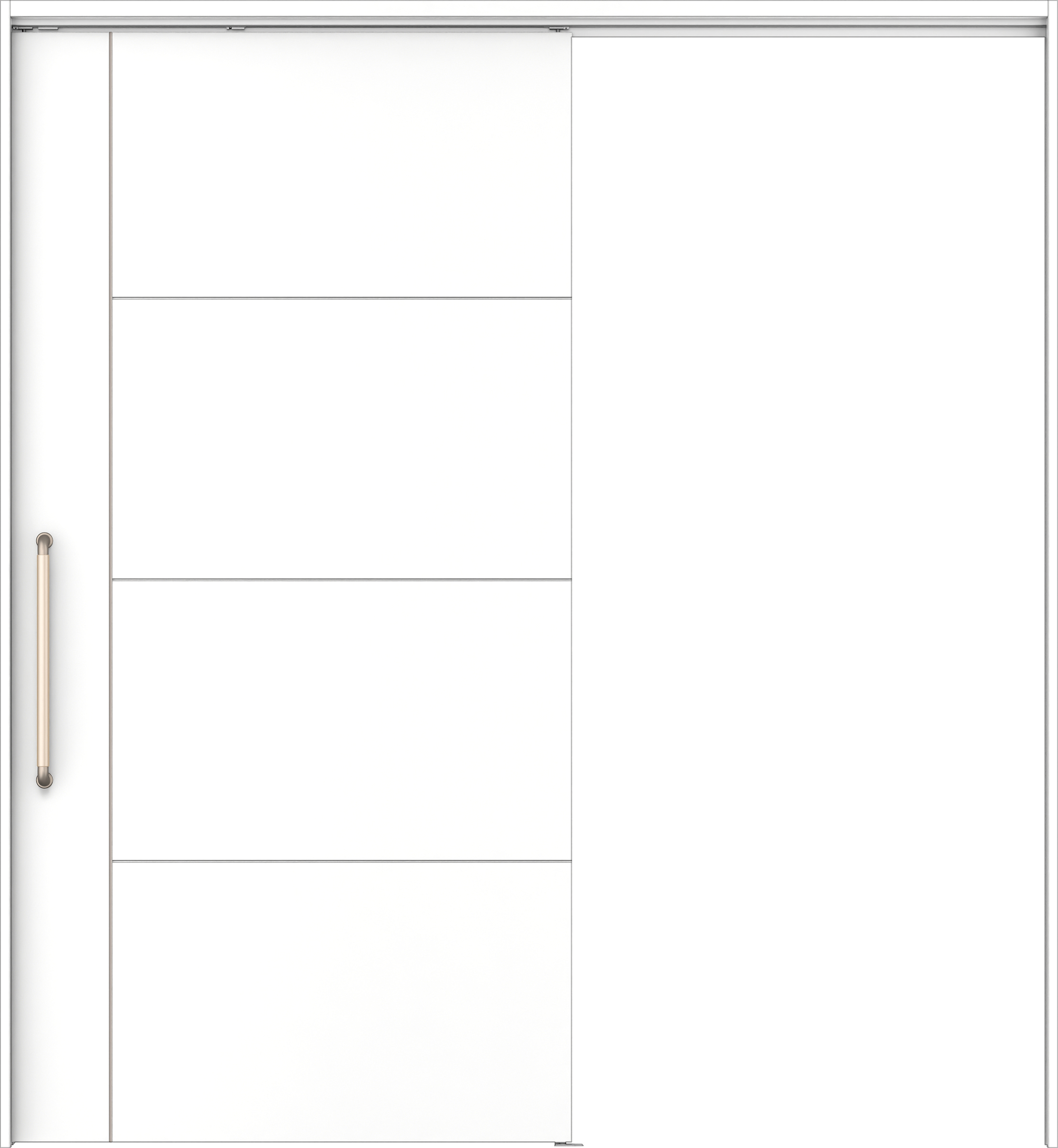 リビングドア　イエリア　巾広吊戸・片引　扉セット　Ｄ１デザイン　１８７５幅用　２０００高　〈パウダーホワイト柄〉　左右兼用　錠なし　にぎりバー　ラクラクローズ付用