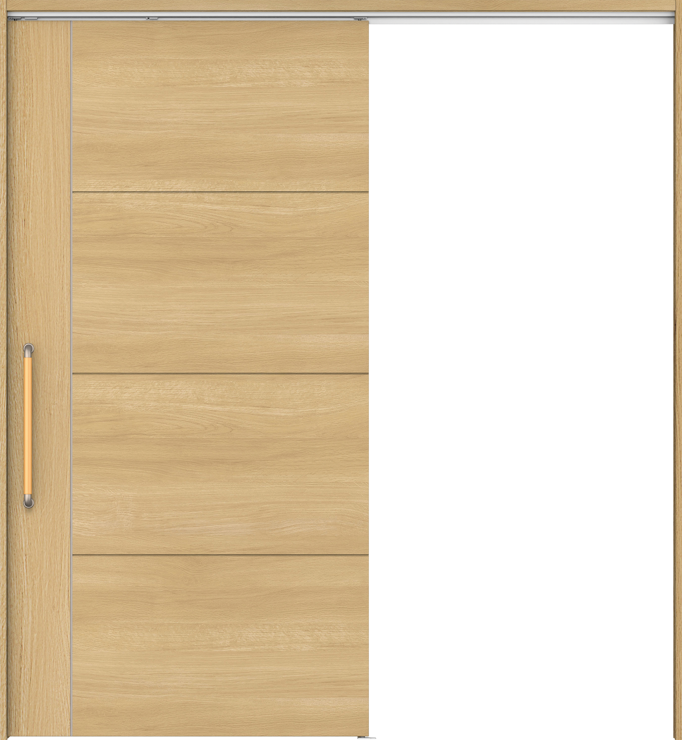 リビングドア　イエリア　巾広吊戸・片引　扉セット　Ｄ１デザイン　１８７５幅用　２０００高　〈ライトオーカー柄〉　左右兼用　錠なし　にぎりバー　ラクラクローズ付用