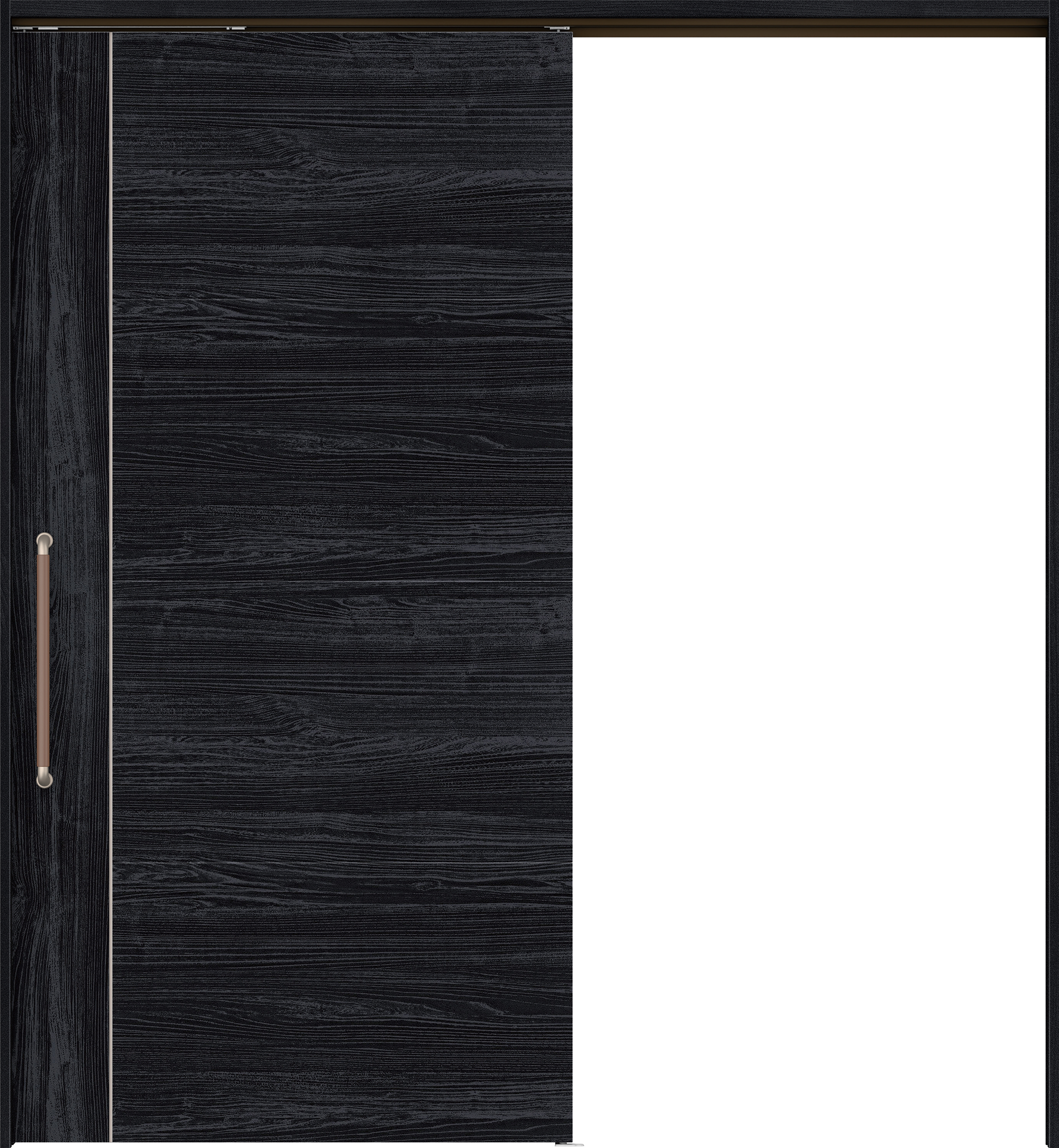 リビングドア　イエリア　巾広吊戸・片引　扉セット　Ｄ１デザイン　１８７５幅用　２０００高　〈モスブラック柄〉　左右兼用　錠なし　にぎりバー　ラクラクローズ付用