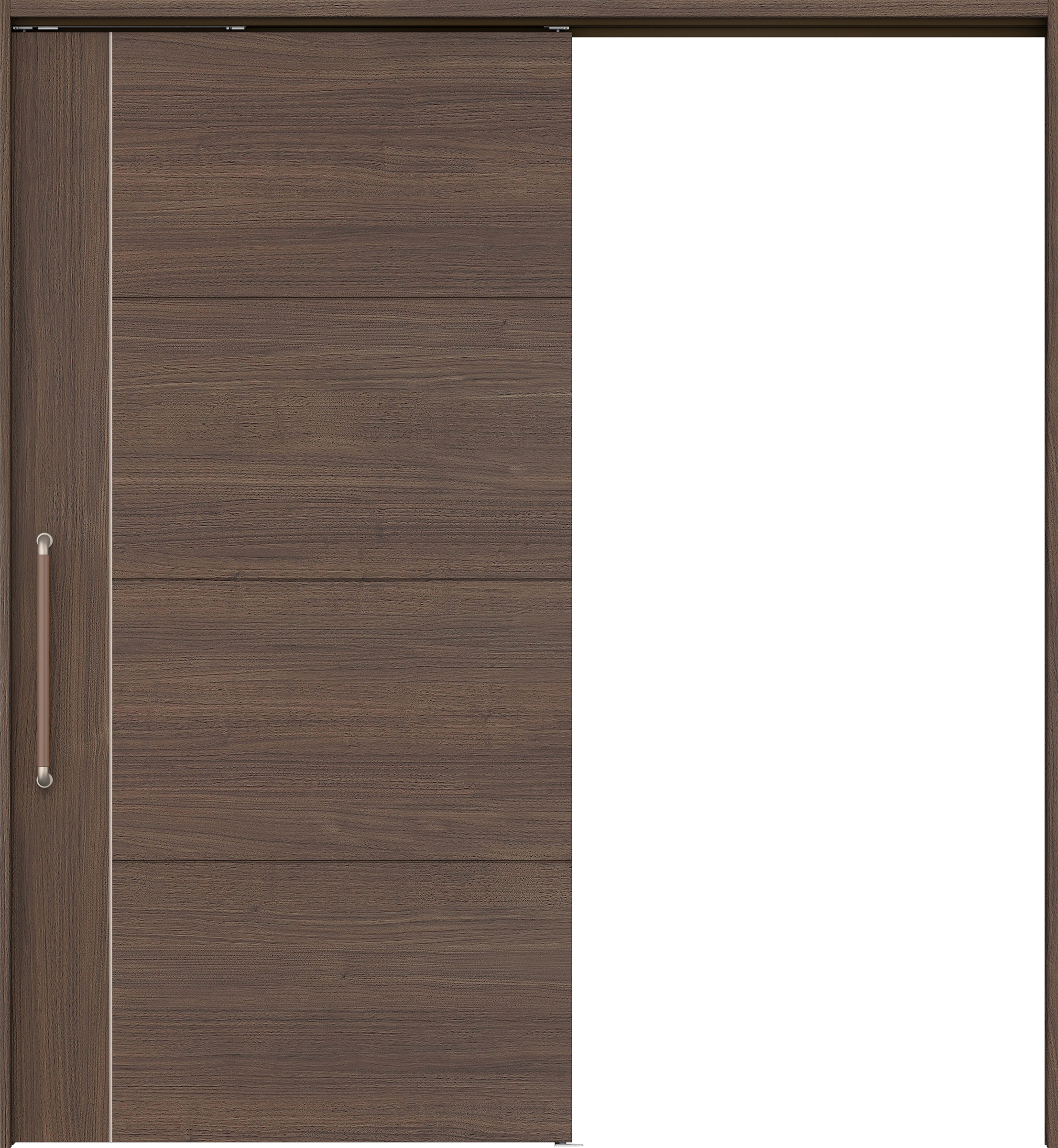 リビングドア　イエリア　巾広吊戸・片引　扉セット　Ｄ１デザイン　１８７５幅用　２０００高　〈ダルブラウン柄〉　左右兼用　錠なし　にぎりバー　ラクラクローズ付用