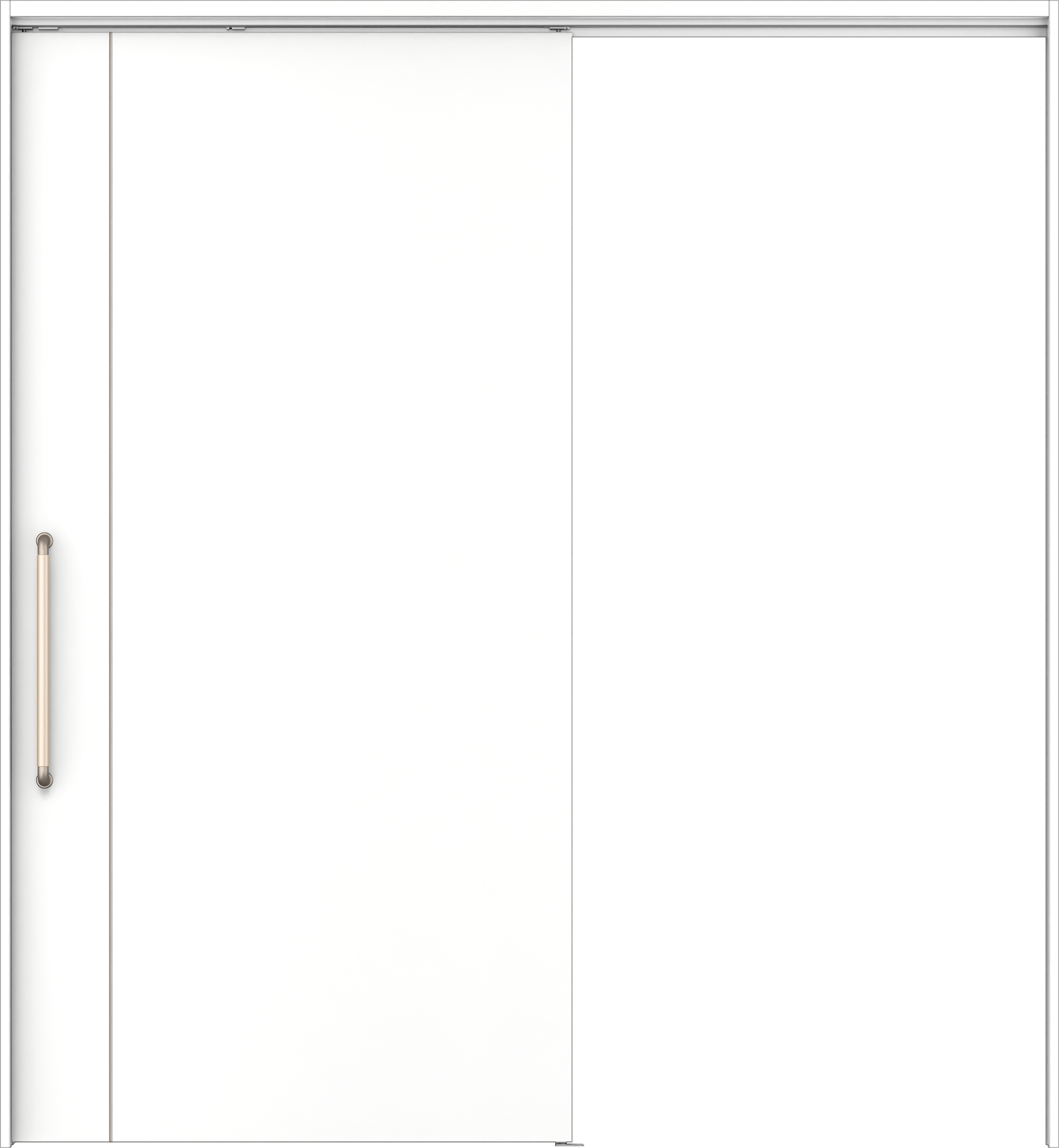 リビングドア　イエリア　巾広吊戸・片引　扉セット　Ｄ３デザイン　１８７５幅用　２０００高　〈パウダーホワイト柄〉　左右兼用　錠なし　にぎりバー　ラクラクローズ付用