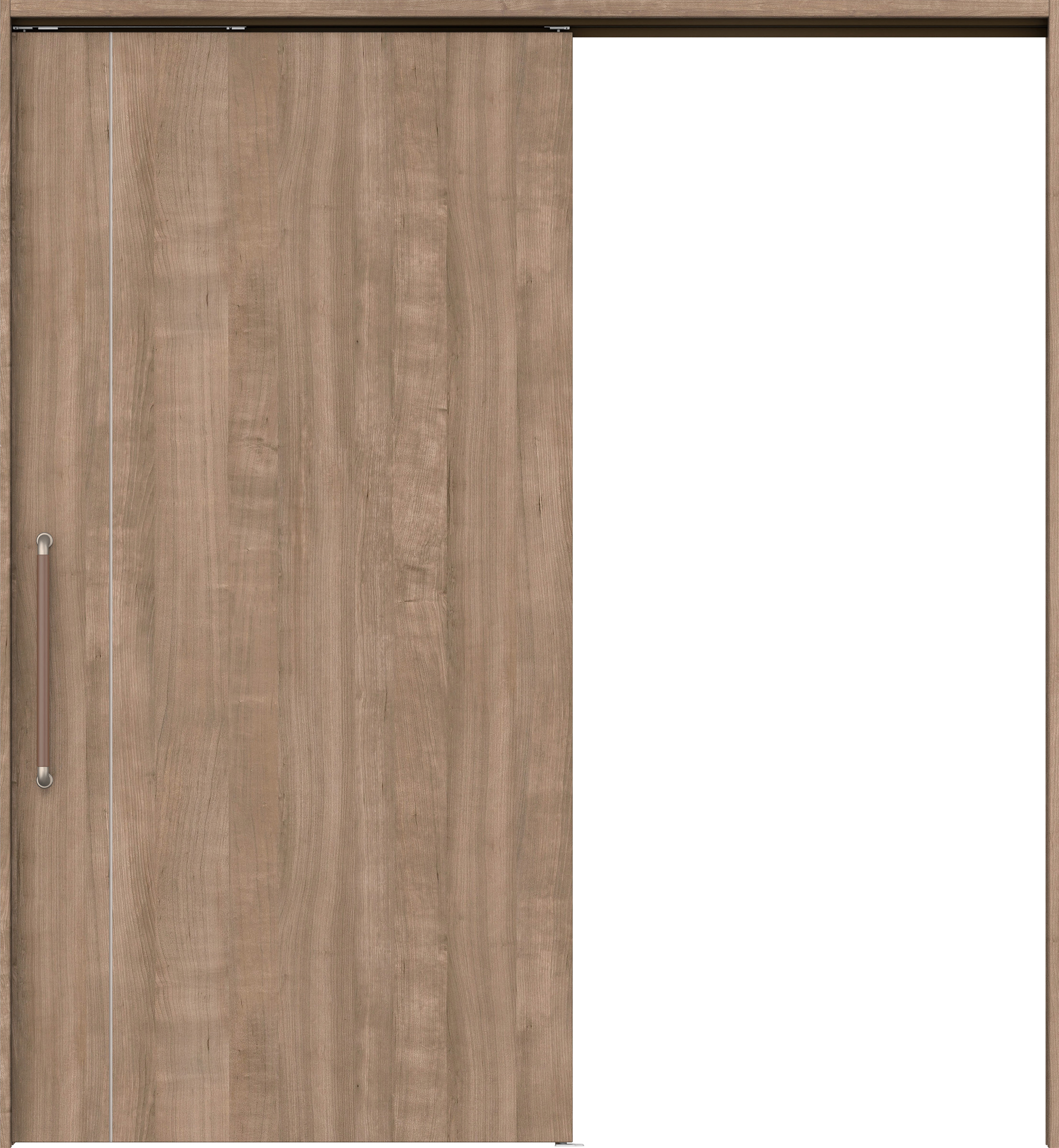 リビングドア　イエリア　巾広吊戸・片引　扉セット　Ｄ３デザイン　１８７５幅用　２０００高　〈トープグレー柄〉　左右兼用　錠なし　にぎりバー　ラクラクローズ付用