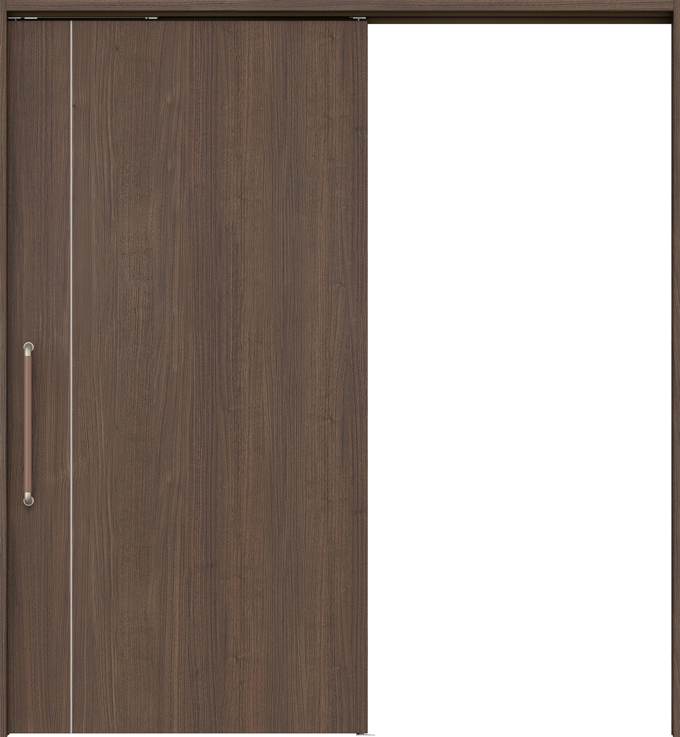 リビングドア　イエリア　巾広吊戸・片引　扉セット　Ｄ３デザイン　１８７５幅用　２０００高　〈ダルブラウン柄〉　左右兼用　錠なし　にぎりバー　ラクラクローズ付用