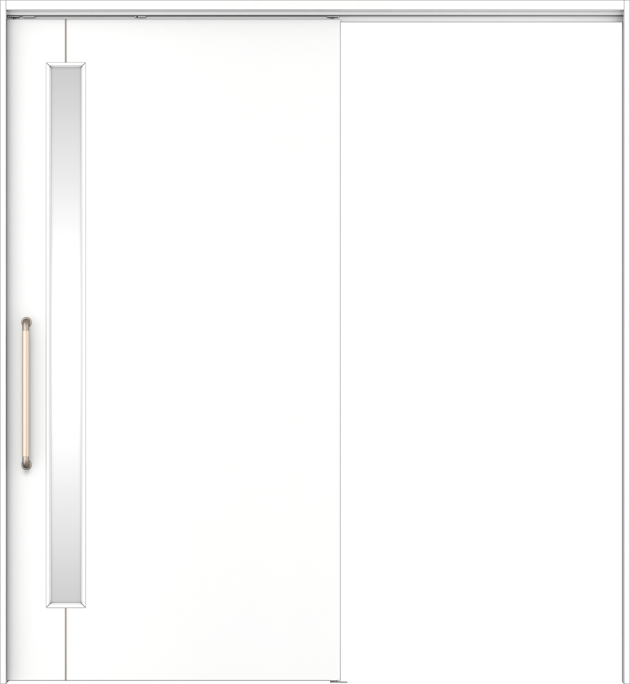 リビングドア　イエリア　巾広吊戸・片引　扉セット　Ｄ４デザイン　１８７５幅用　２０００高　〈パウダーホワイト柄〉　左右兼用　錠なし　にぎりバー　ラクラクローズ付用