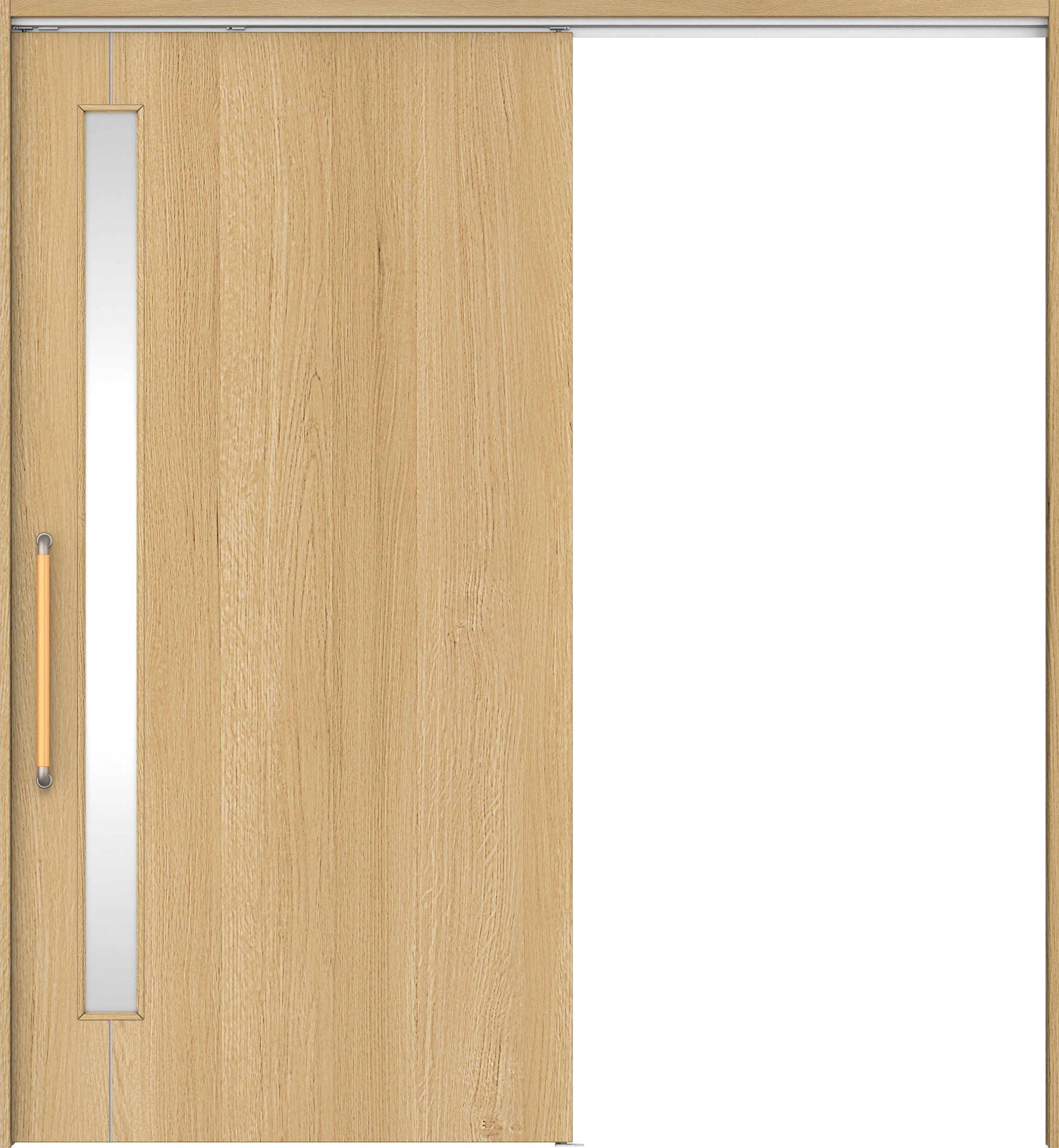 リビングドア　イエリア　巾広吊戸・片引　扉セット　Ｄ４デザイン　１８７５幅用　２０００高　〈ライトオーカー柄〉　左右兼用　錠なし　にぎりバー　ラクラクローズ付用