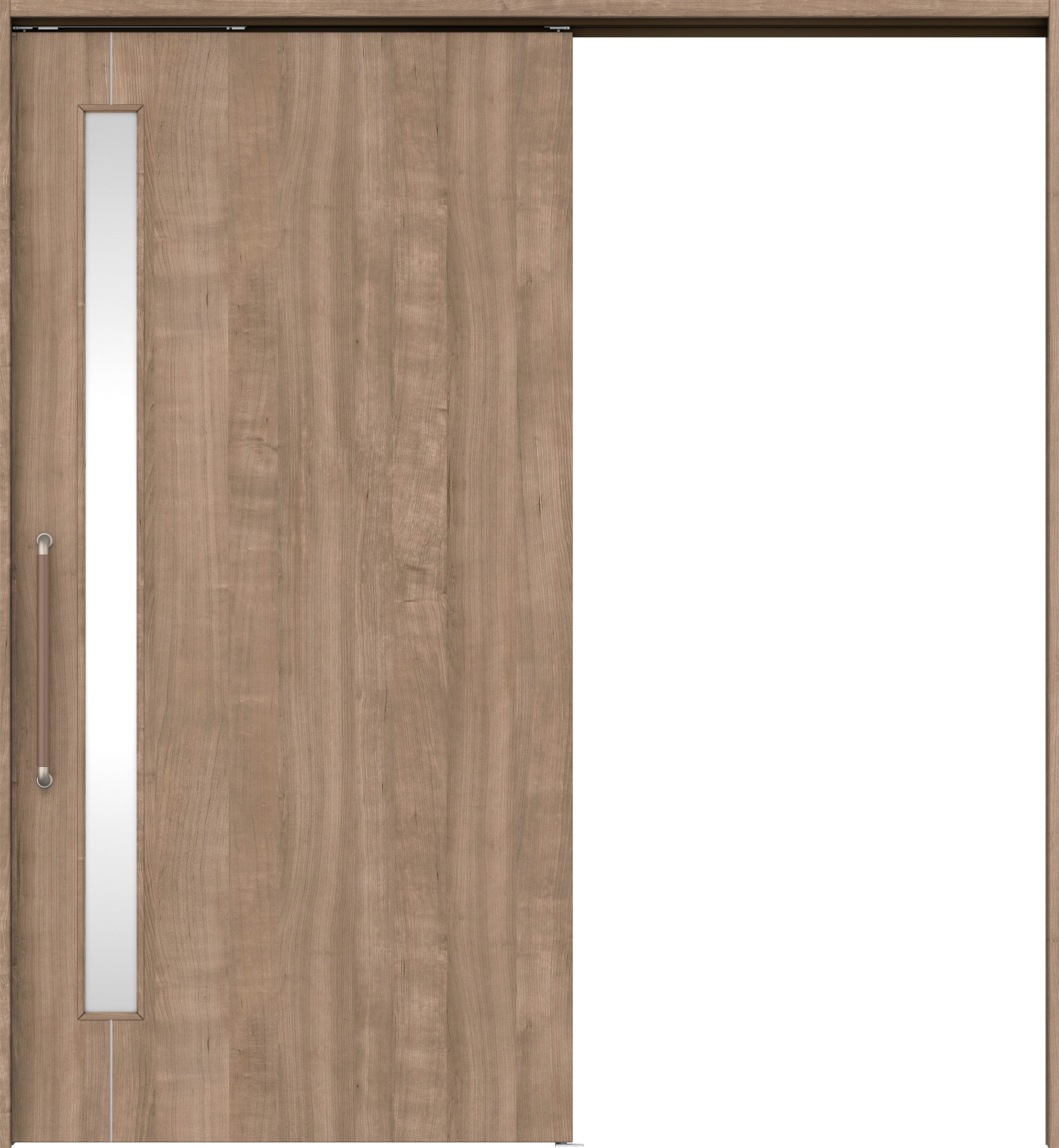 リビングドア　イエリア　巾広吊戸・片引　扉セット　Ｄ４デザイン　１８７５幅用　２０００高　〈トープグレー柄〉　左右兼用　錠なし　にぎりバー　ラクラクローズ付用