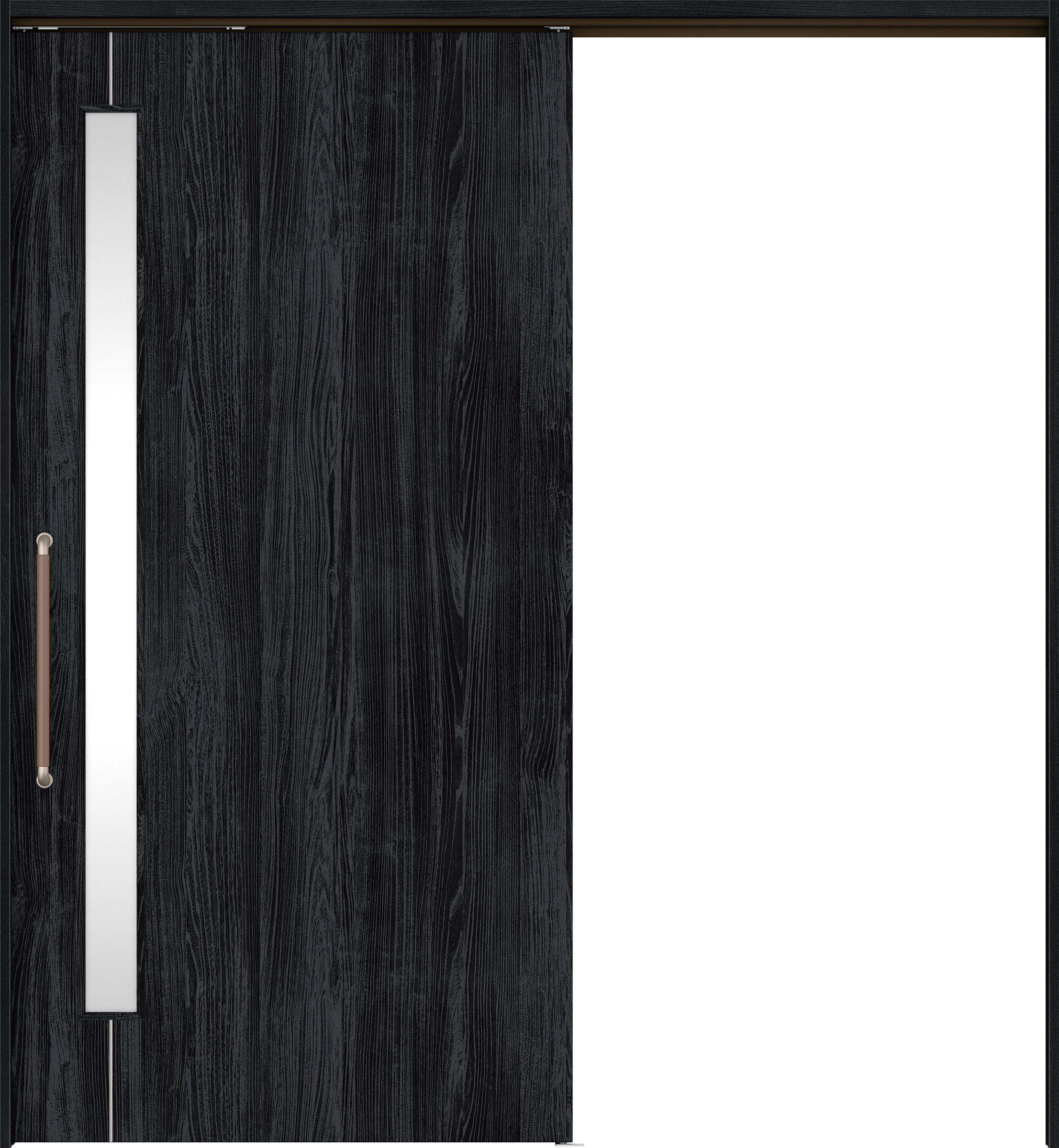 リビングドア　イエリア　巾広吊戸・片引　扉セット　Ｄ４デザイン　１８７５幅用　２０００高　〈モスブラック柄〉　左右兼用　錠なし　にぎりバー　ラクラクローズ付用