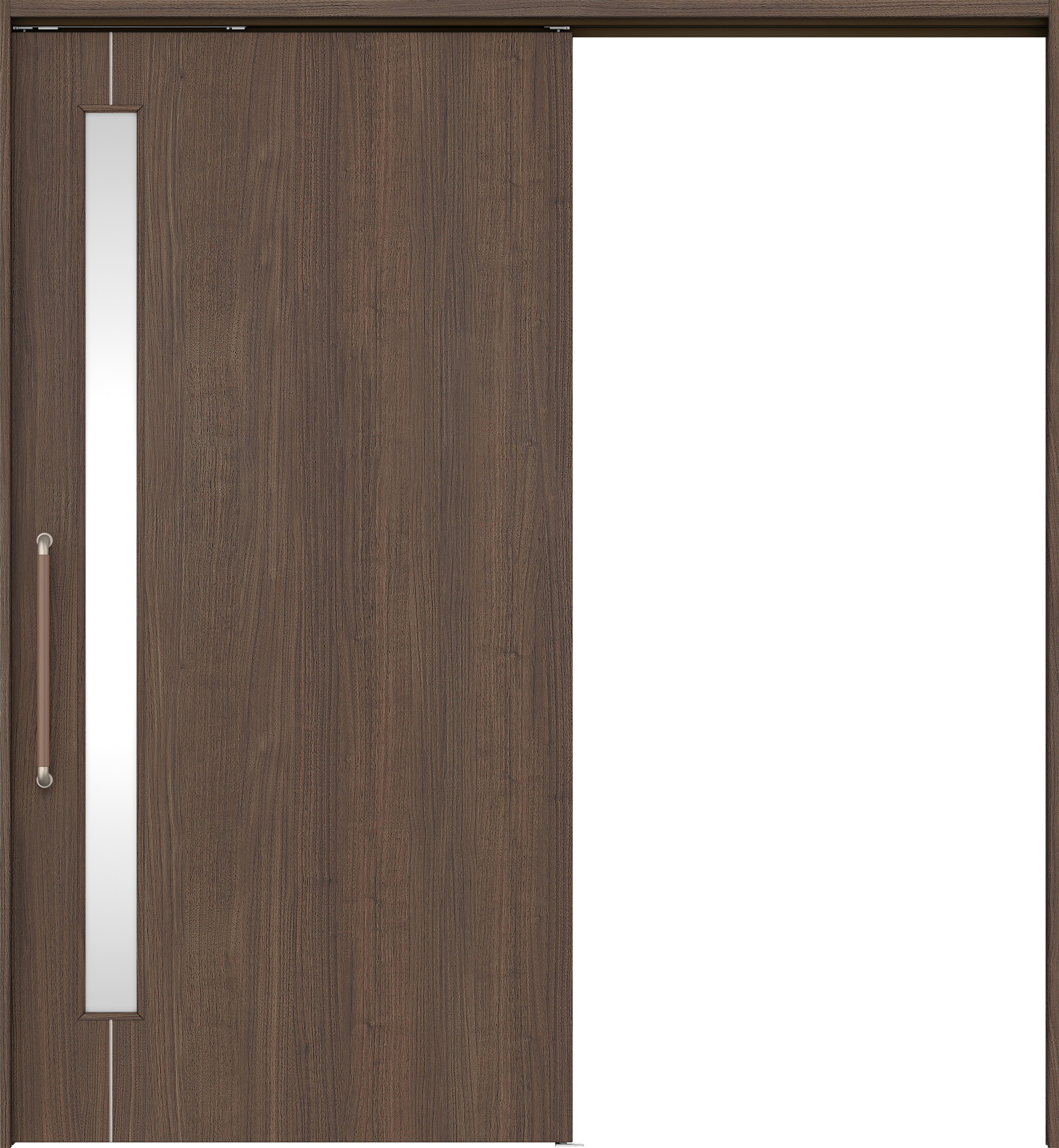 リビングドア　イエリア　巾広吊戸・片引　扉セット　Ｄ４デザイン　１８７５幅用　２０００高　〈ダルブラウン柄〉　左右兼用　錠なし　にぎりバー　ラクラクローズ付用