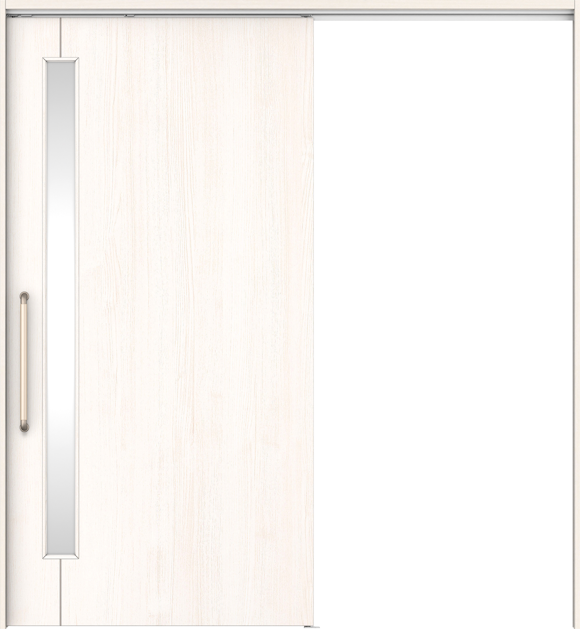 リビングドア　イエリア　巾広吊戸・片引　扉セット　Ｄ４デザイン　１８７５幅用　２０００高　〈ネオホワイト柄〉　左右兼用　錠なし　にぎりバー　ラクラクローズ付用