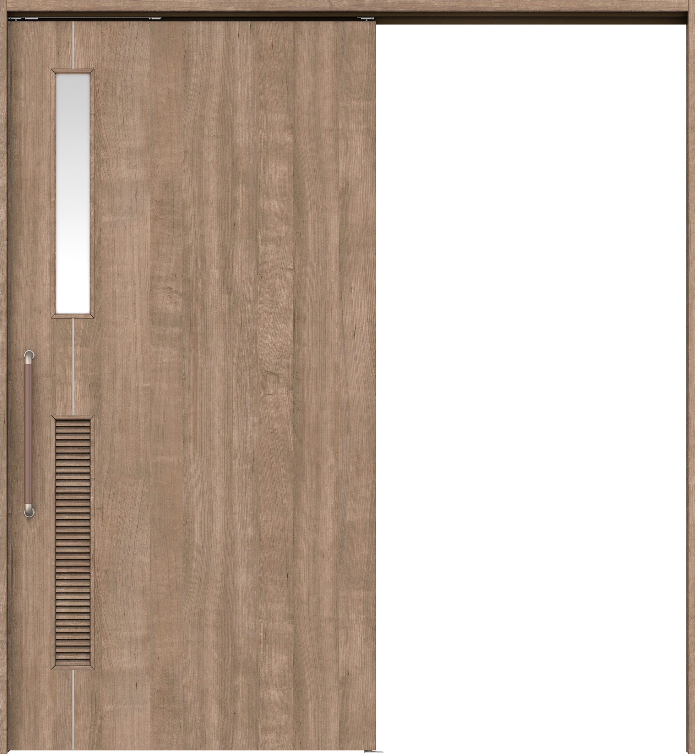 リビングドア　イエリア　巾広吊戸・片引　扉セット　Ｄ６デザイン　１８７５幅用　２０００高　〈トープグレー柄〉　左右兼用　錠なし　にぎりバー　ラクラクローズ付用