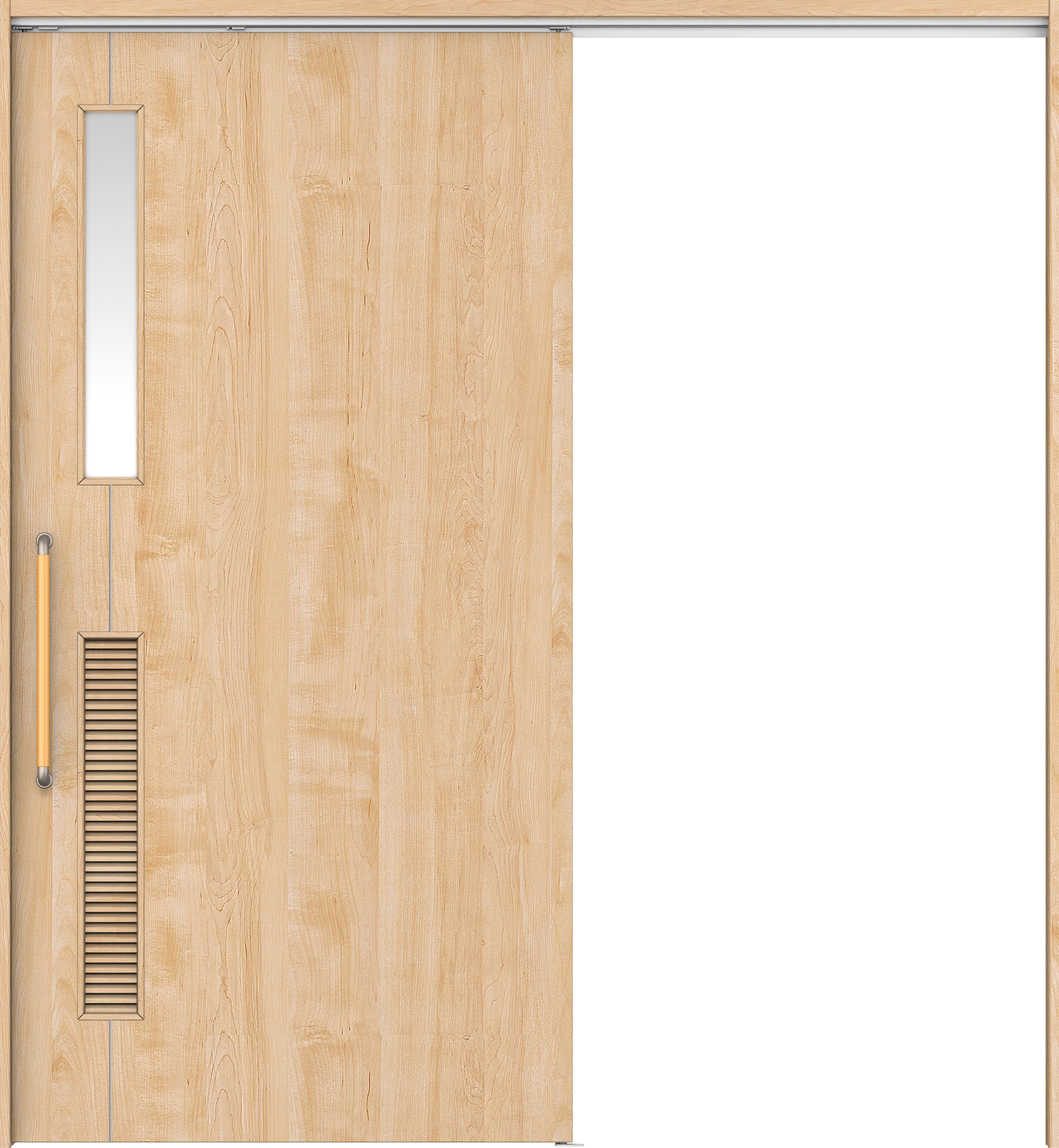 リビングドア　イエリア　巾広吊戸・片引　扉セット　Ｄ６デザイン　１８７５幅用　２０００高　〈ミルベージュ柄〉　左右兼用　錠なし　にぎりバー　ラクラクローズ付用