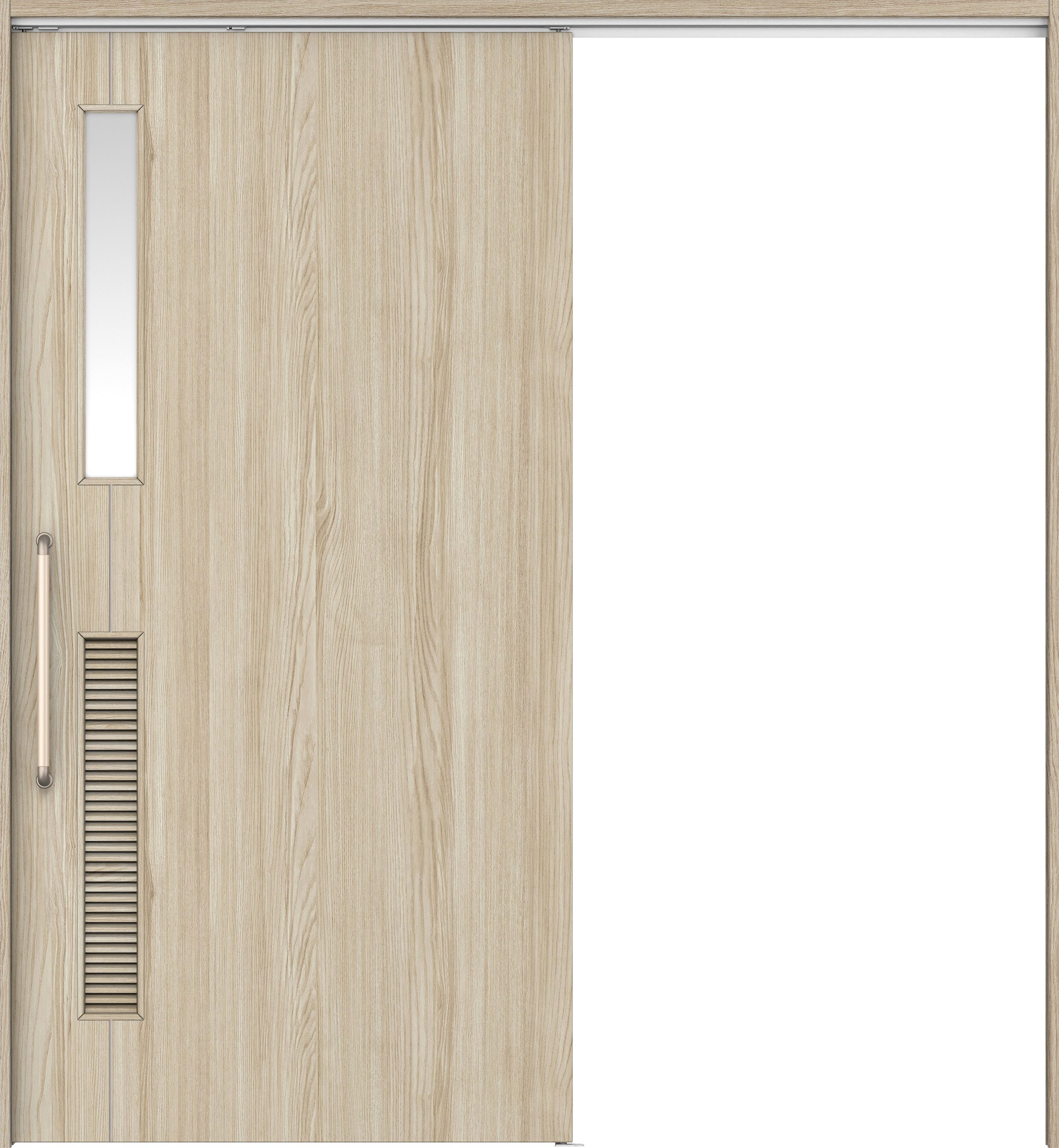 リビングドア　イエリア　巾広吊戸・片引　扉セット　Ｄ６デザイン　１８７５幅用　２０００高　〈ソフトグレージュ柄〉　左右兼用　錠なし　にぎりバー　ラクラクローズ付用