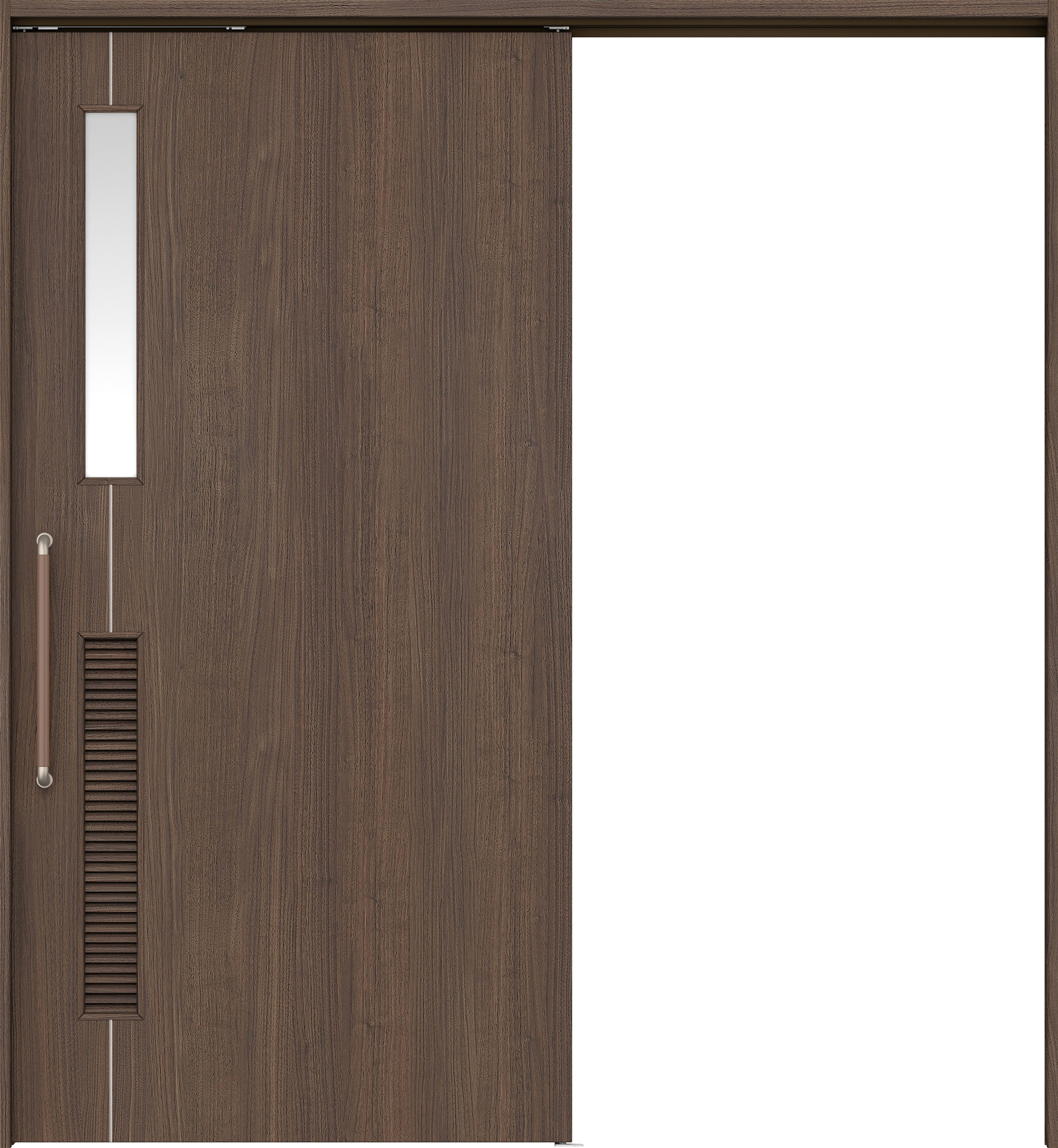 リビングドア　イエリア　巾広吊戸・片引　扉セット　Ｄ６デザイン　１８７５幅用　２０００高　〈ダルブラウン柄〉　左右兼用　錠なし　にぎりバー　ラクラクローズ付用