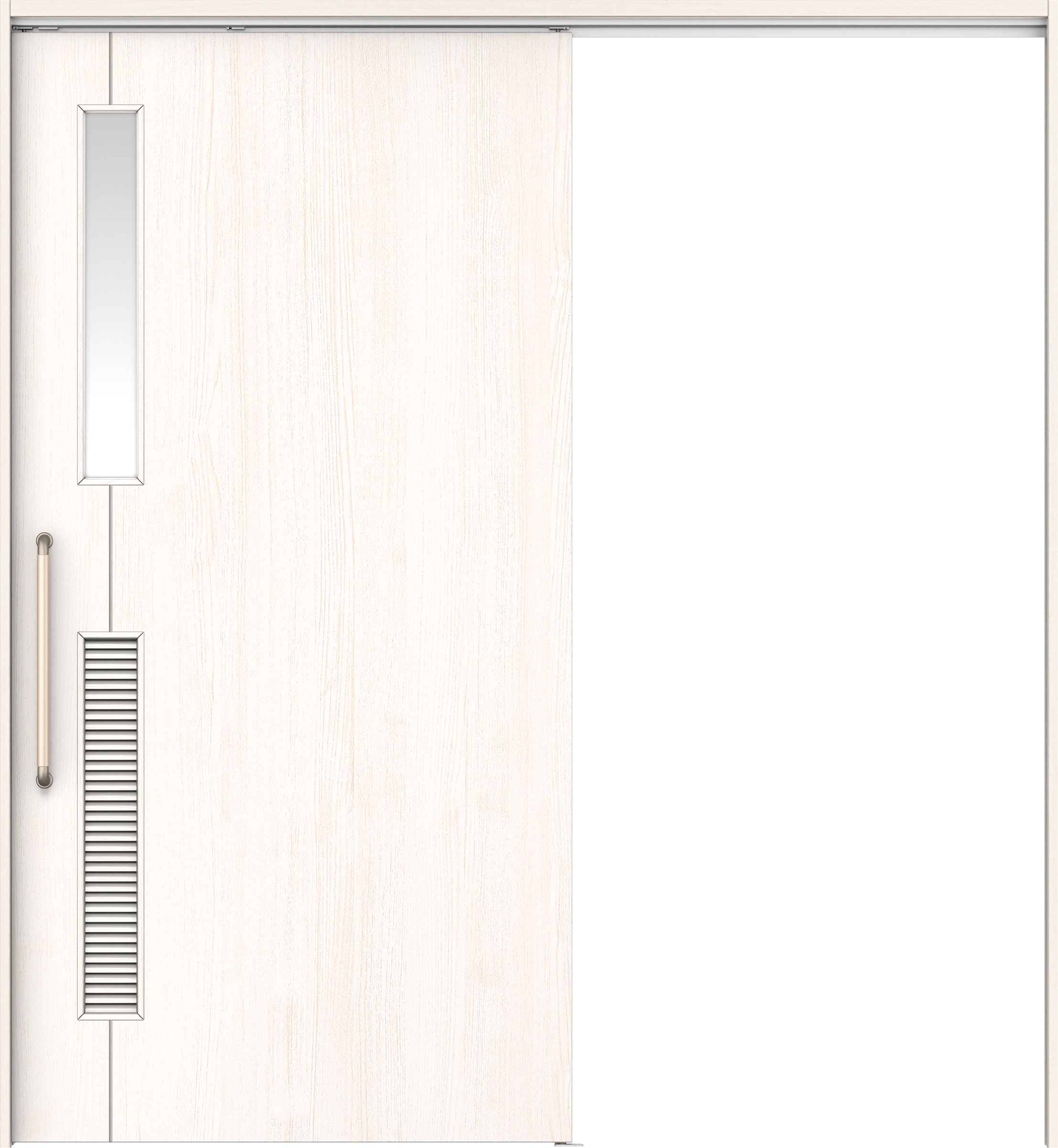 リビングドア　イエリア　巾広吊戸・片引　扉セット　Ｄ６デザイン　１８７５幅用　２０００高　〈ネオホワイト柄〉　左右兼用　錠なし　にぎりバー　ラクラクローズ付用