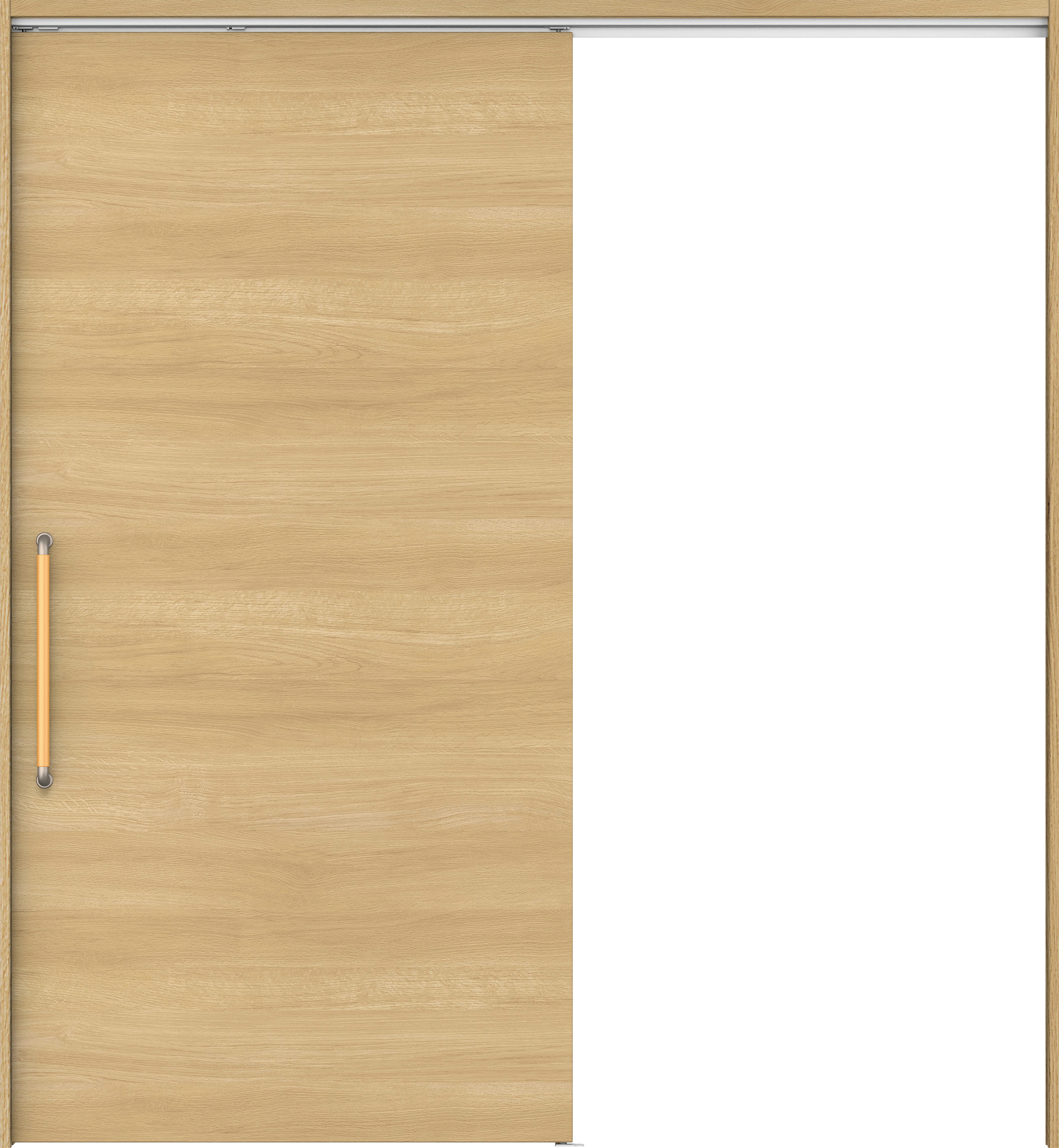 リビングドア　イエリア　巾広吊戸・片引　扉セット　Ｕ０デザイン　１８７５幅用　２０００高　〈ライトオーカー柄〉　左右兼用　錠なし　にぎりバー　ラクラクローズ付用