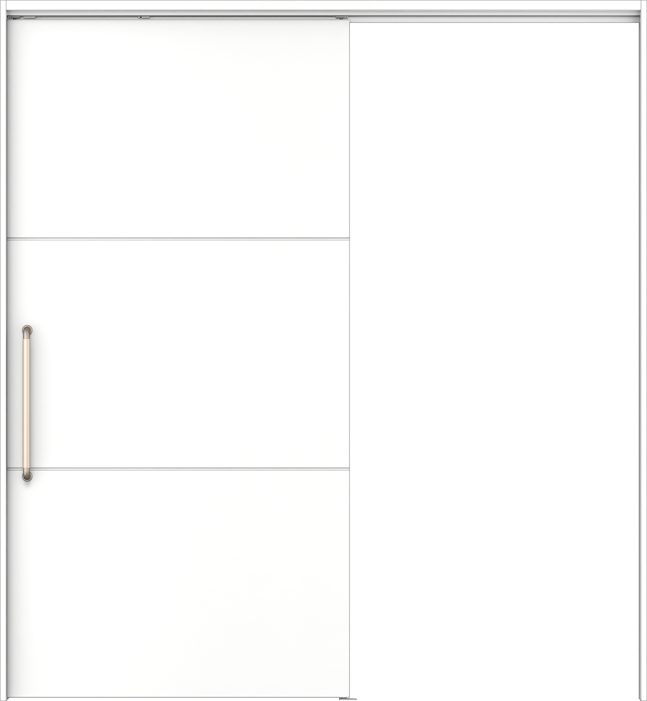 リビングドア　イエリア　巾広吊戸・片引　扉セット　Ｕ４デザイン　１８７５幅用　２０００高　〈パウダーホワイト柄〉　左右兼用　錠なし　にぎりバー　ラクラクローズ付用