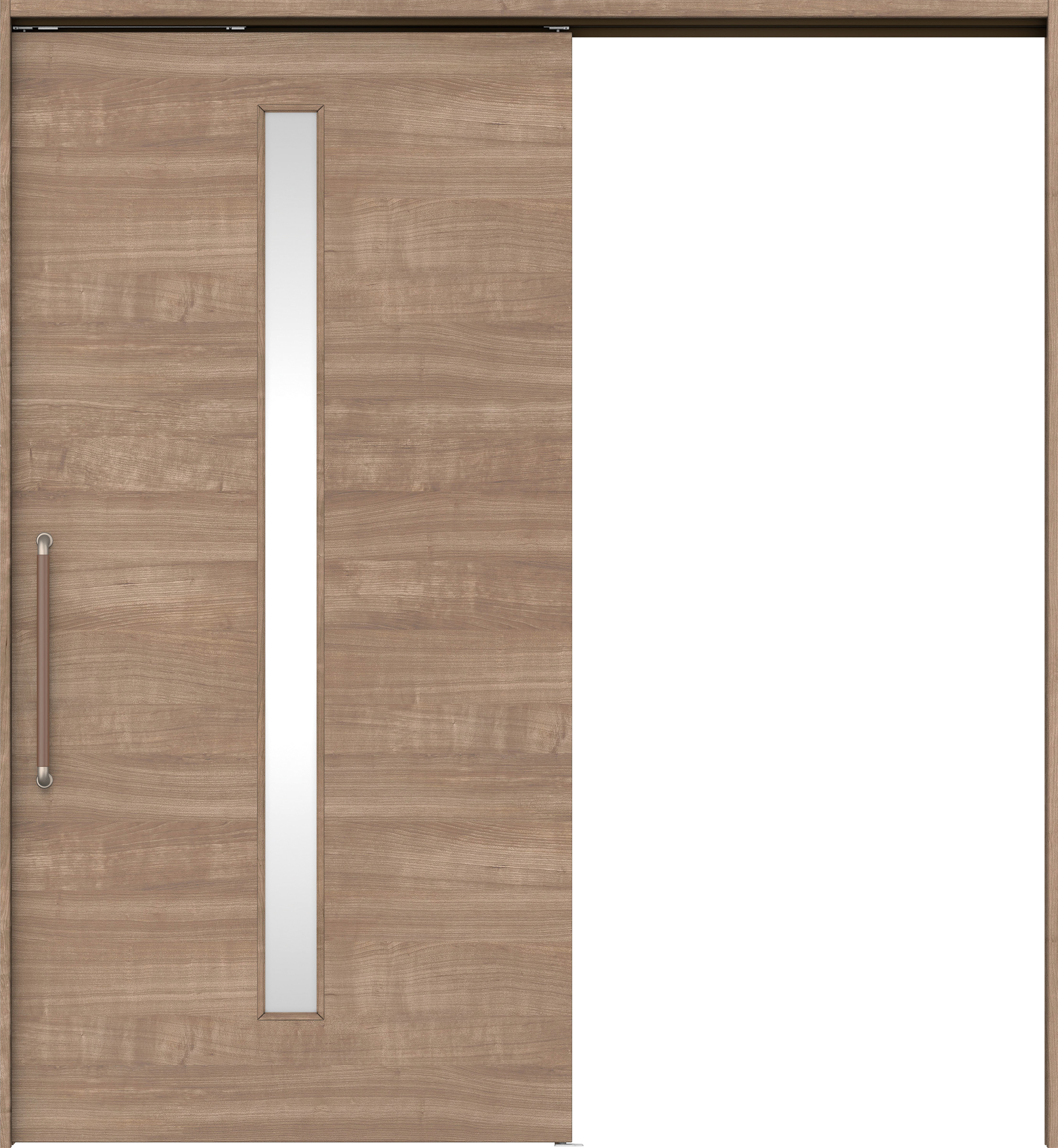 リビングドア　イエリア　巾広吊戸・片引　扉セット　Ｕ８デザイン　１８７５幅用　２０００高　〈トープグレー柄〉　左右兼用　錠なし　にぎりバー　ラクラクローズ付用