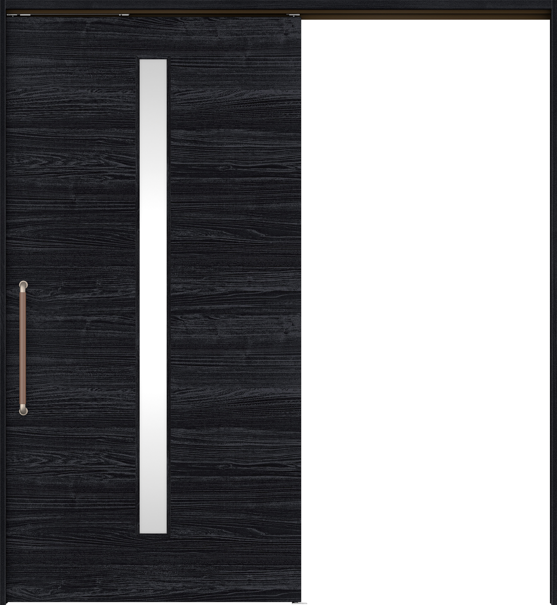 リビングドア　イエリア　巾広吊戸・片引　扉セット　Ｕ８デザイン　１８７５幅用　２０００高　〈モスブラック柄〉　左右兼用　錠なし　にぎりバー　ラクラクローズ付用