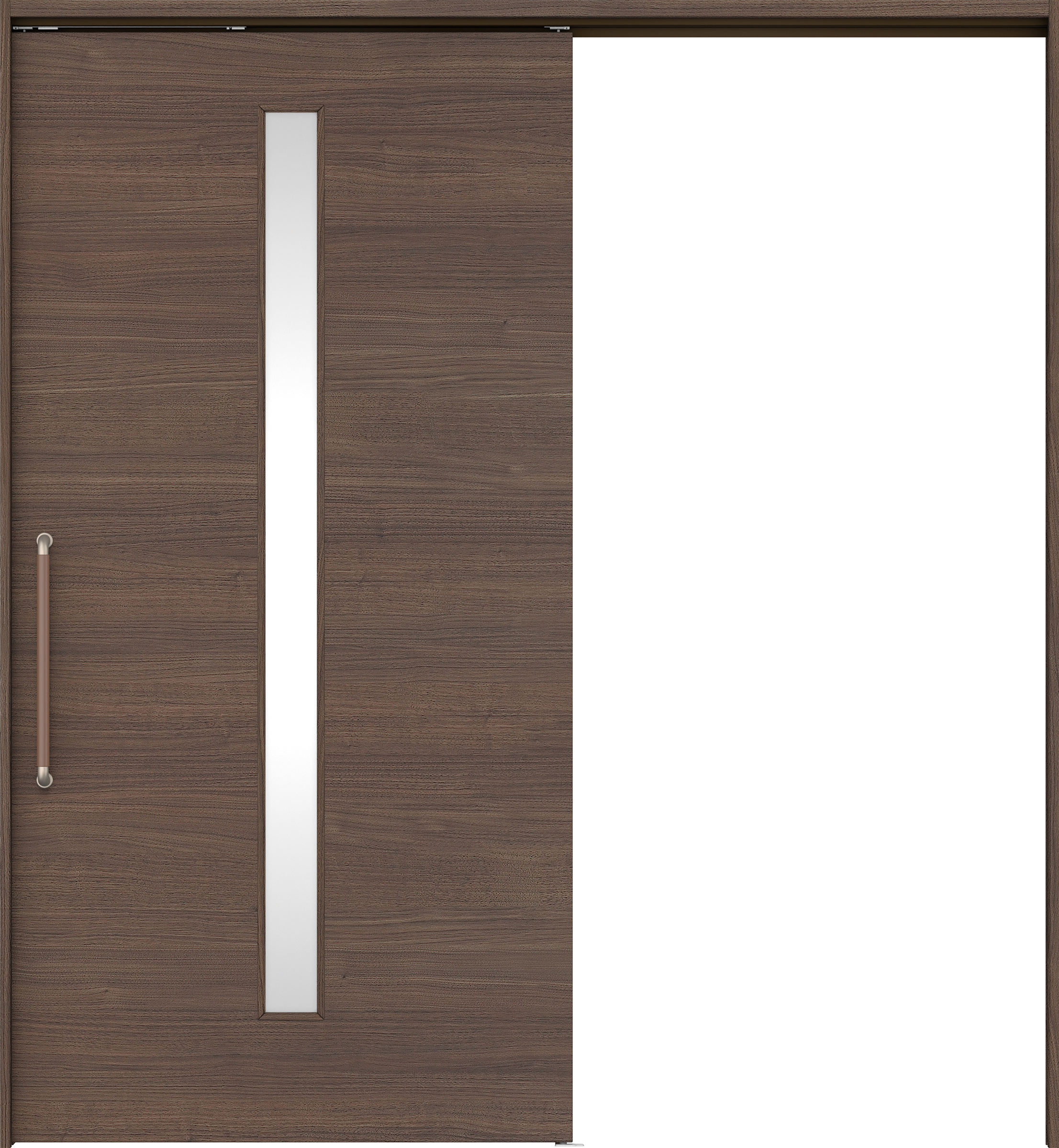 リビングドア　イエリア　巾広吊戸・片引　扉セット　Ｕ８デザイン　１８７５幅用　２０００高　〈ダルブラウン柄〉　左右兼用　錠なし　にぎりバー　ラクラクローズ付用