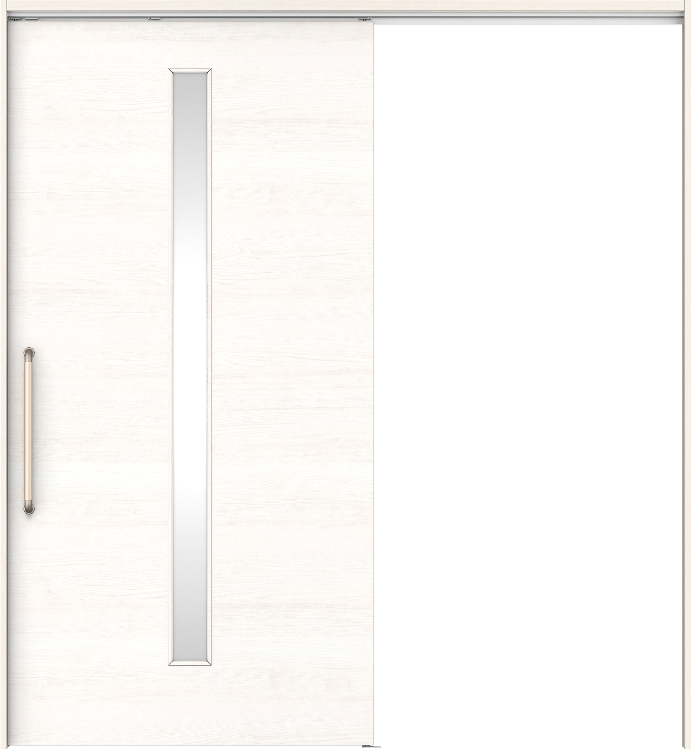 リビングドア　イエリア　巾広吊戸・片引　扉セット　Ｕ８デザイン　１８７５幅用　２０００高　〈ネオホワイト柄〉　左右兼用　錠なし　にぎりバー　ラクラクローズ付用