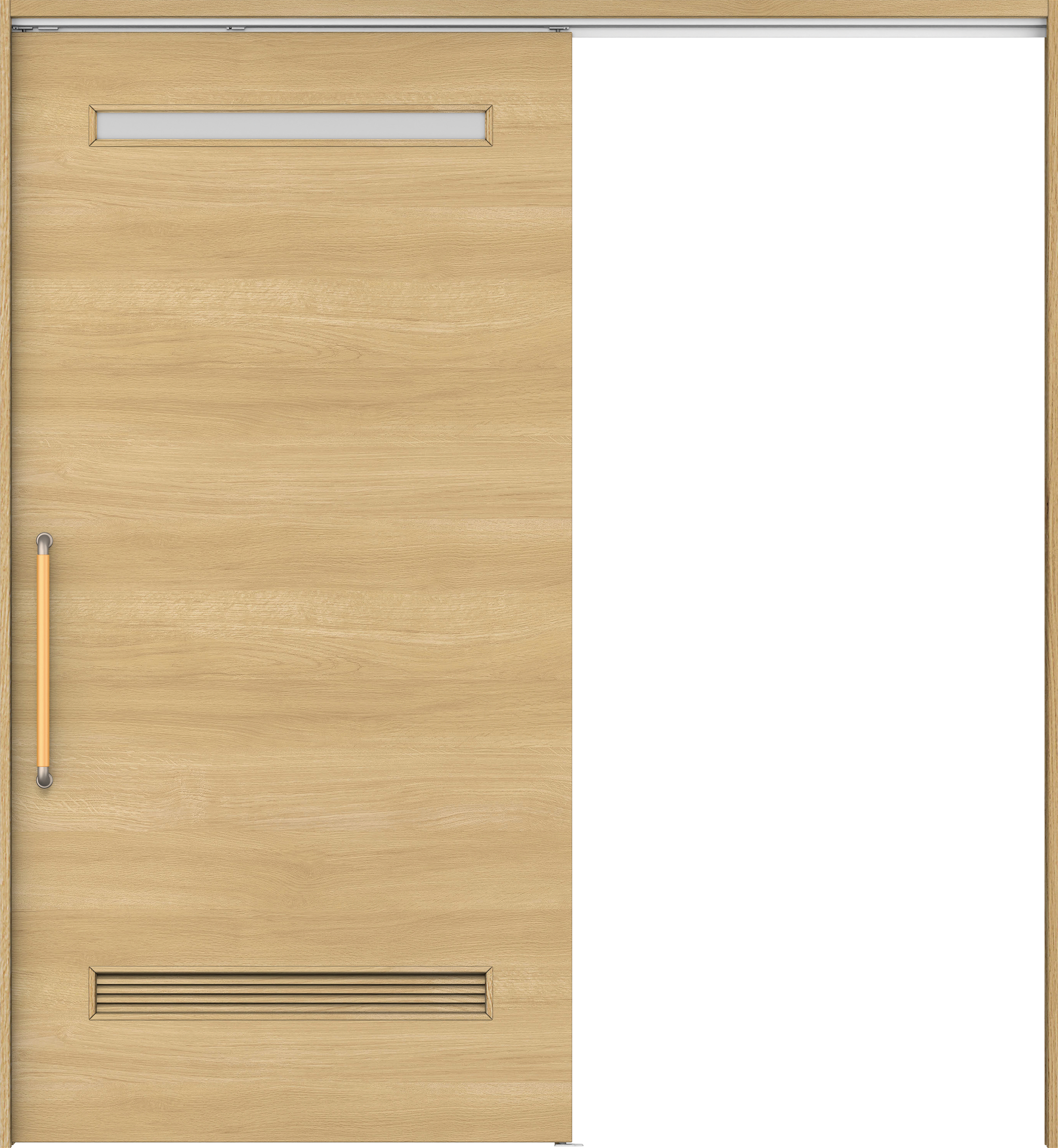 リビングドア　イエリア　巾広吊戸・片引　扉セット　Ｙ８デザイン　１８７５幅用　２０００高　〈ライトオーカー柄〉　左右兼用　錠なし　にぎりバー　ラクラクローズ付用