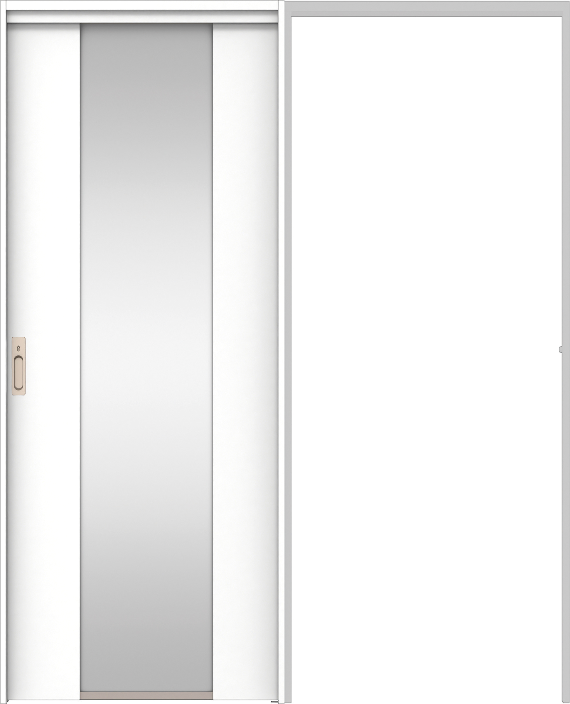 リビングドア　イエリア　吊戸・引込　扉セット　４Ｐデザイン　１６４５幅用　２０００高　〈パウダーホワイト柄〉　左右兼用　カマ錠付　間仕切錠　ラクラクローズ付用