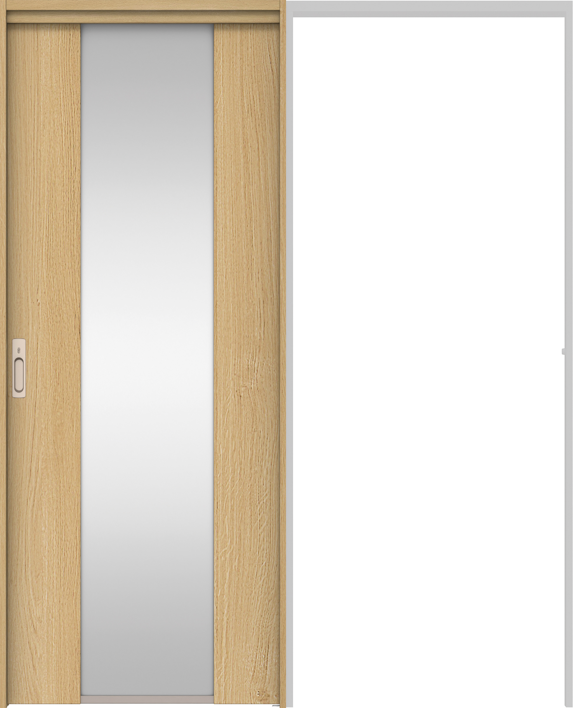 リビングドア　イエリア　吊戸・引込　扉セット　４Ｐデザイン　１６４５幅用　２０００高　〈ライトオーカー柄〉　左右兼用　カマ錠付　間仕切錠　ラクラクローズ付用