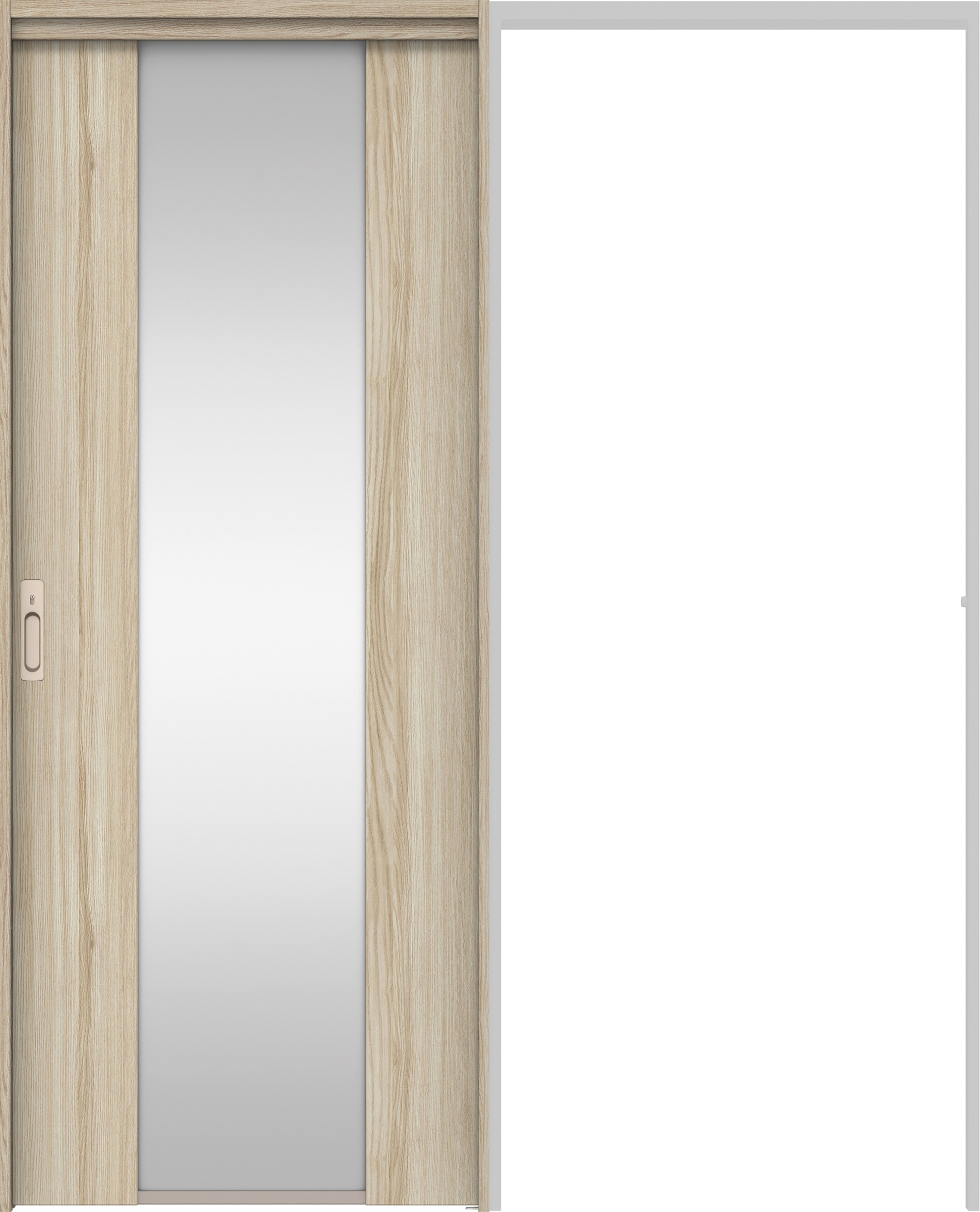 リビングドア　イエリア　吊戸・引込　扉セット　４Ｐデザイン　１６４５幅用　２０００高　〈ソフトグレージュ柄〉　左右兼用　カマ錠付　間仕切錠　ラクラクローズ付用