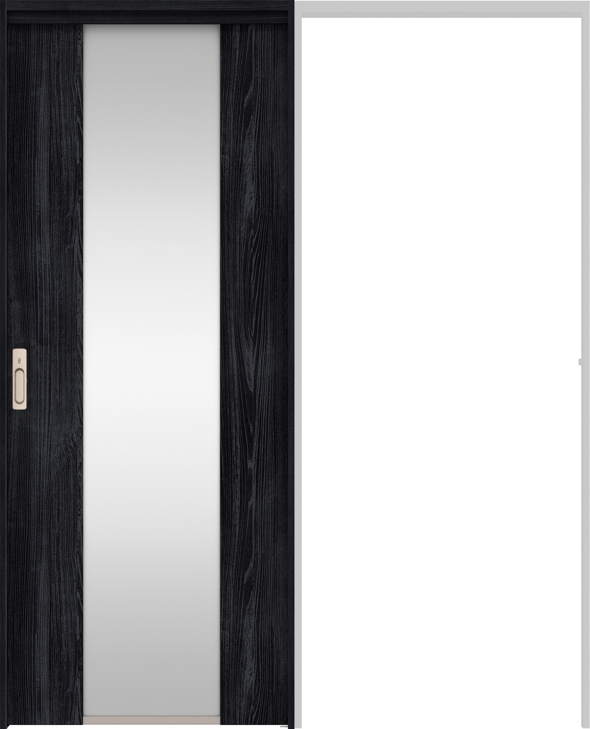 リビングドア　イエリア　吊戸・引込　扉セット　４Ｐデザイン　１６４５幅用　２０００高　〈モスブラック柄〉　左右兼用　カマ錠付　間仕切錠　ラクラクローズ付用