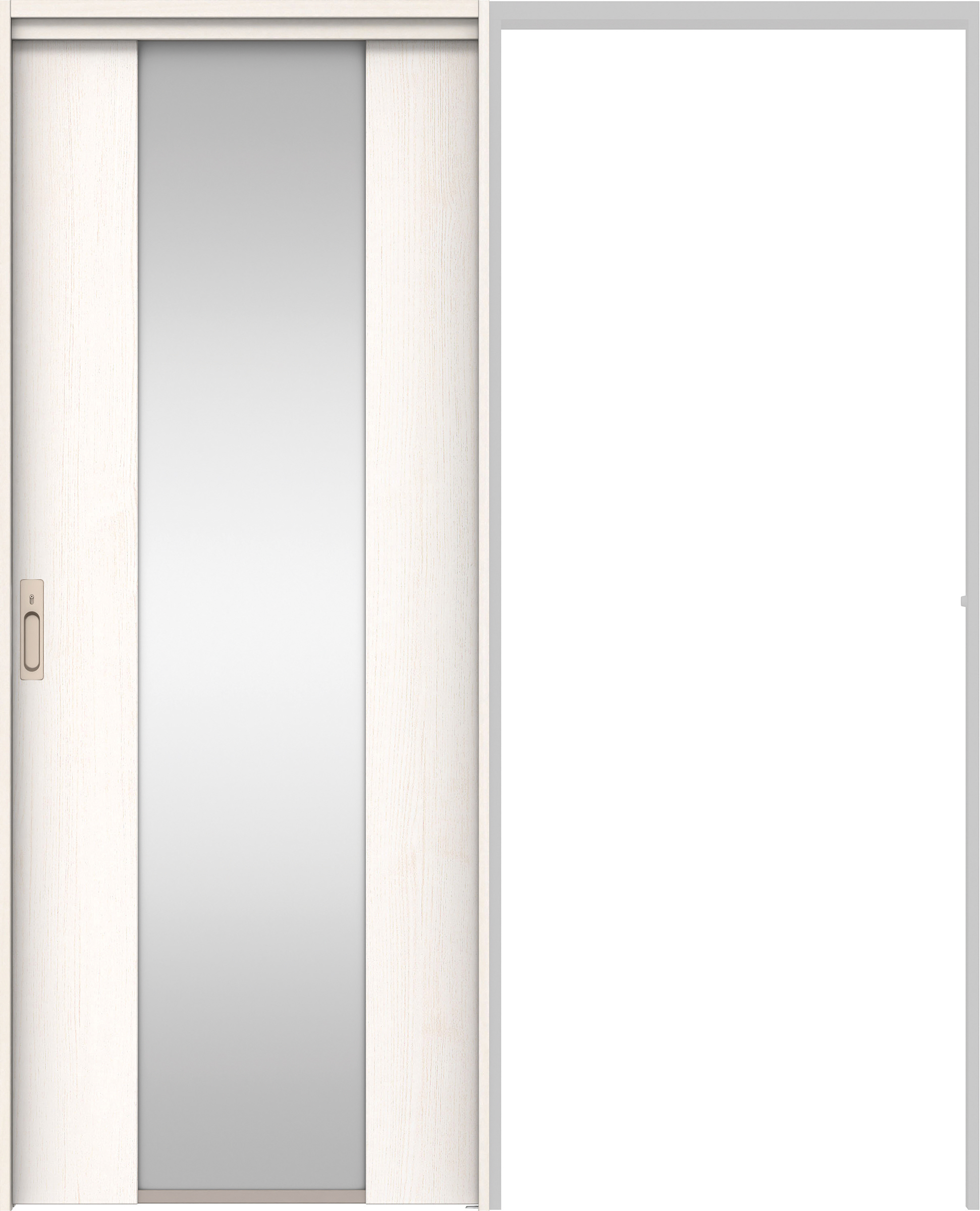 リビングドア　イエリア　吊戸・引込　扉セット　４Ｐデザイン　１６４５幅用　２０００高　〈ネオホワイト柄〉　左右兼用　カマ錠付　間仕切錠　ラクラクローズ付用