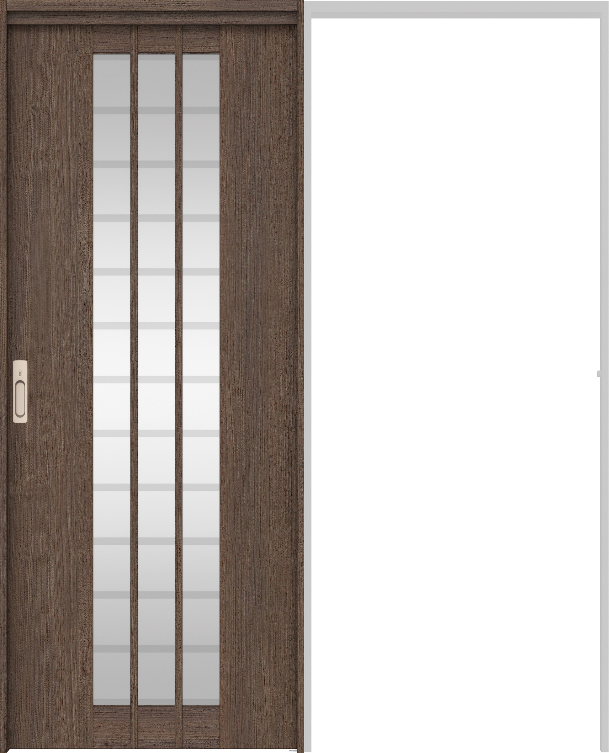 リビングドア　イエリア　吊戸・引込　扉セット　４Ｓデザイン　１４５０幅用　２０００高　〈ダルブラウン柄〉　左右兼用　カマ錠付　間仕切錠　ラクラクローズ付用