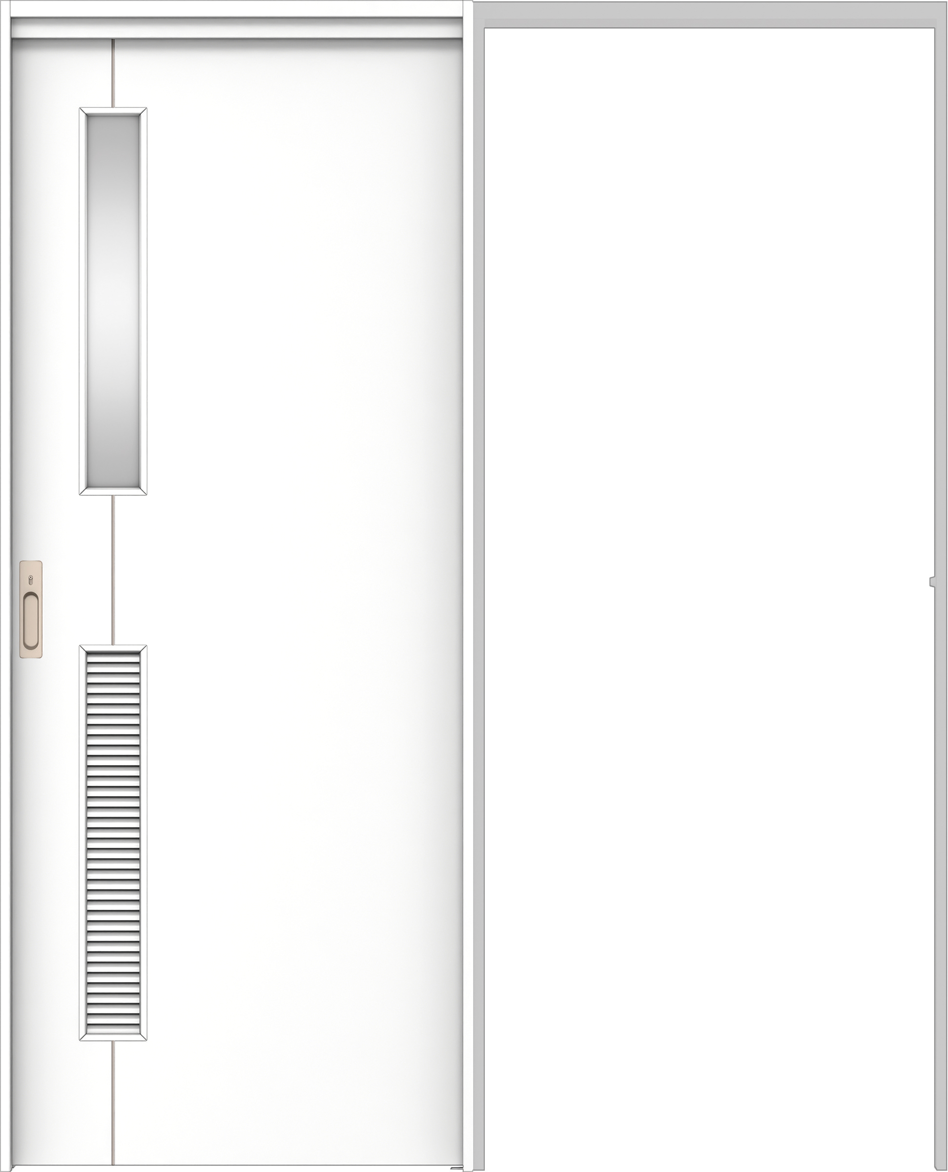 リビングドア　イエリア　吊戸・引込　扉セット　Ｄ６デザイン　１６４５幅用　２０００高　〈パウダーホワイト柄〉　左右兼用　カマ錠付　間仕切錠　ラクラクローズ付用