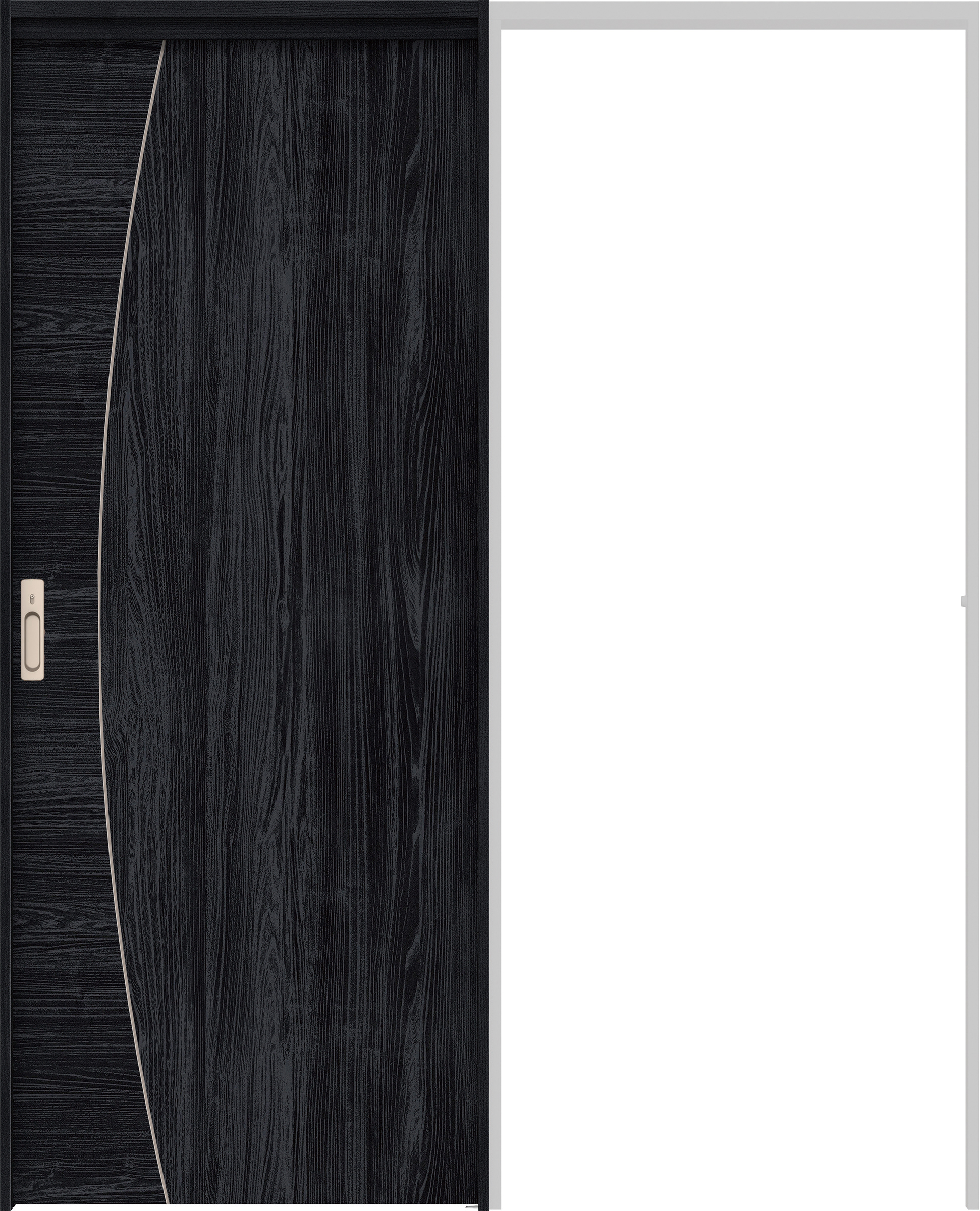 リビングドア　イエリア　吊戸・引込　扉セット　Ｋ６デザイン　１６４５幅用　２０００高　〈モスブラック柄〉　左右兼用　カマ錠付　間仕切錠　ラクラクローズ付用