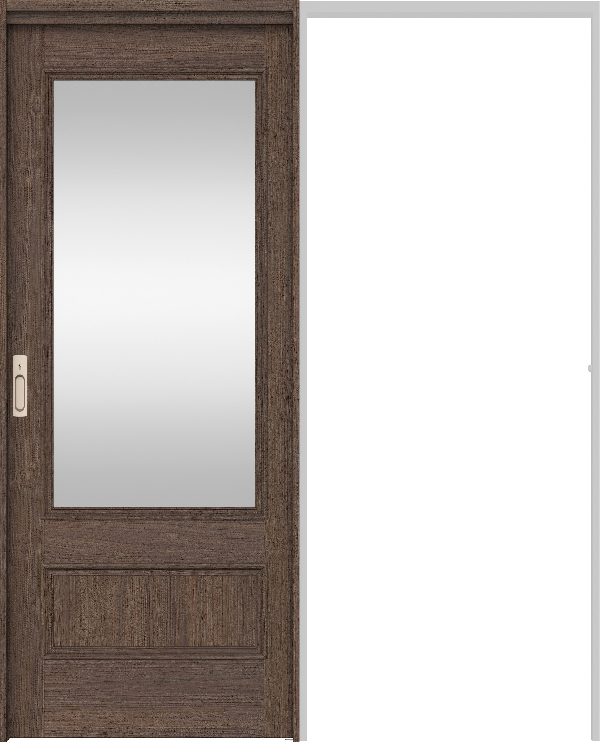 リビングドア　イエリア　吊戸・引込　扉セット　Ｍ２デザイン　１６４５幅用　２０００高　〈ダルブラウン柄〉　左右兼用　カマ錠付　間仕切錠　ラクラクローズ付用