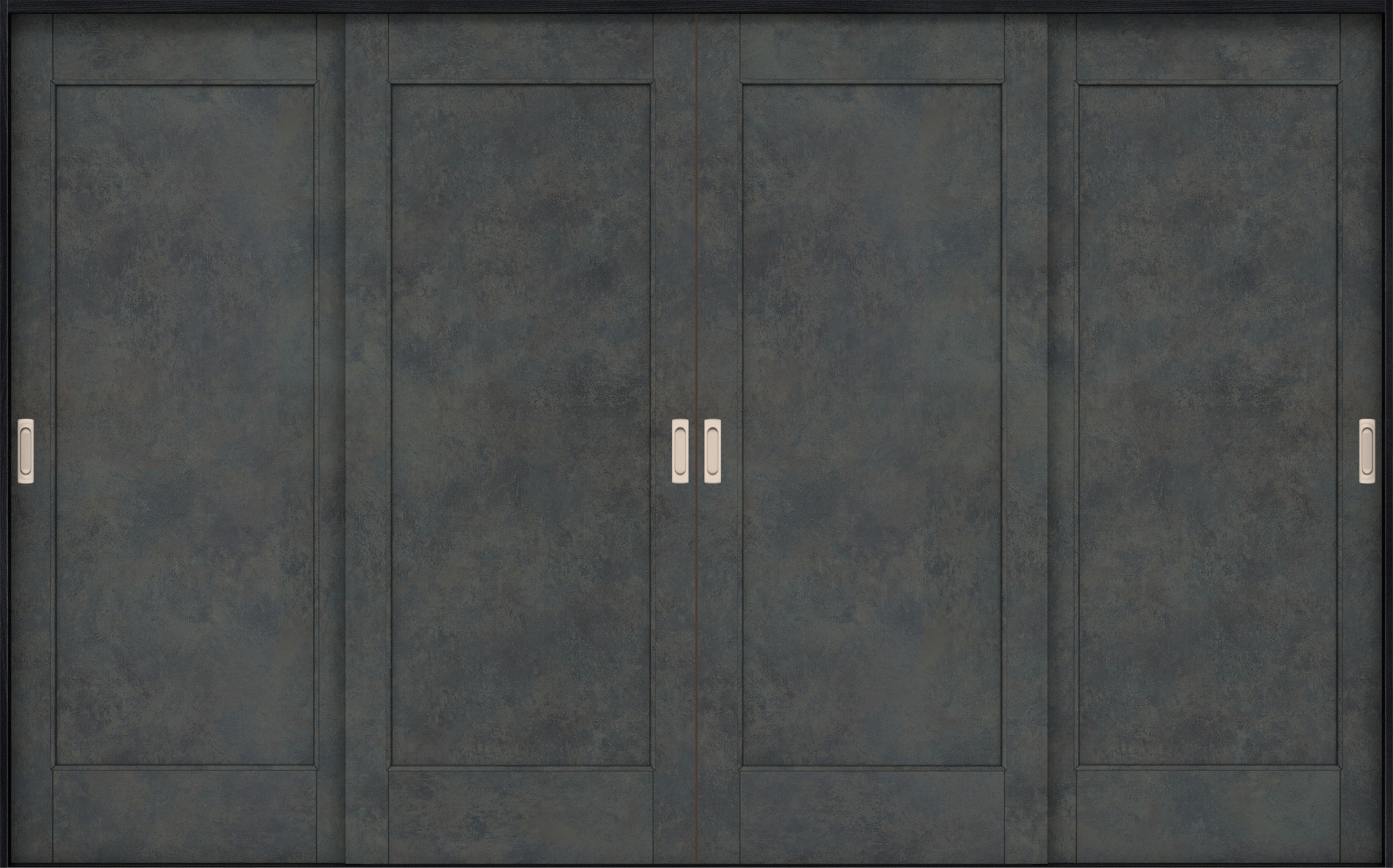 リビングドア　イエリア　引戸・４枚引違　扉セット　０１デザイン　３２６６幅用　２０００高　〈アイアンブラック柄〉　左右兼用　錠なし　ラクラクローズ付