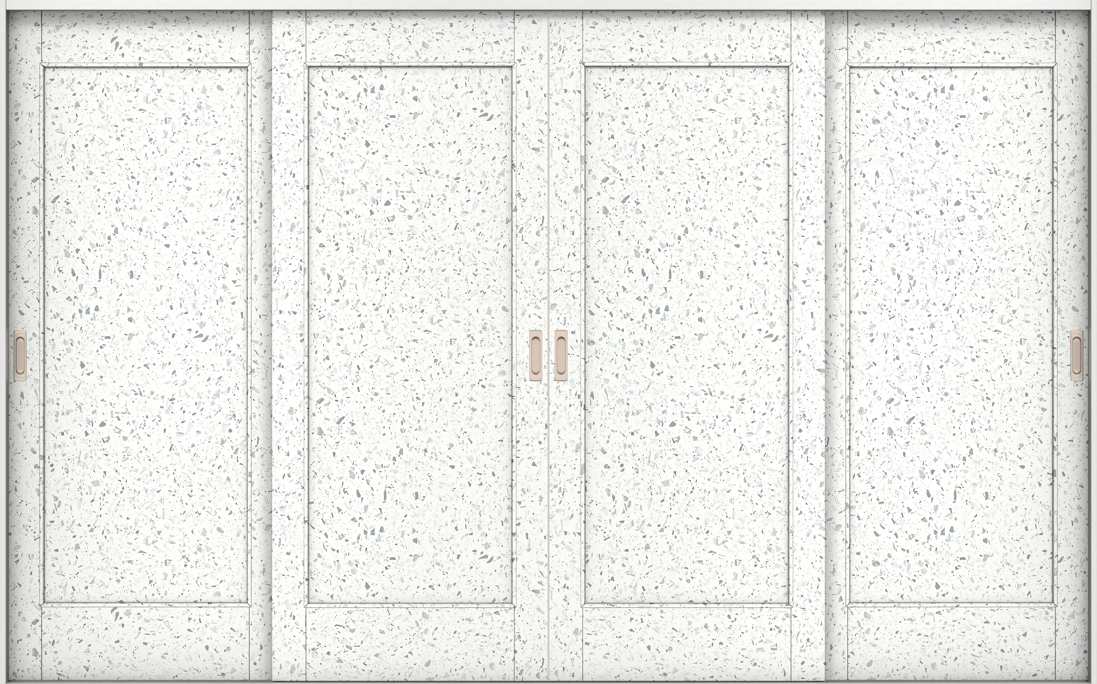 リビングドア　イエリア　引戸・４枚引違　扉セット　０１デザイン　３２６６幅用　２０００高　〈テラゾホワイト柄〉　左右兼用　錠なし　ラクラクローズ付