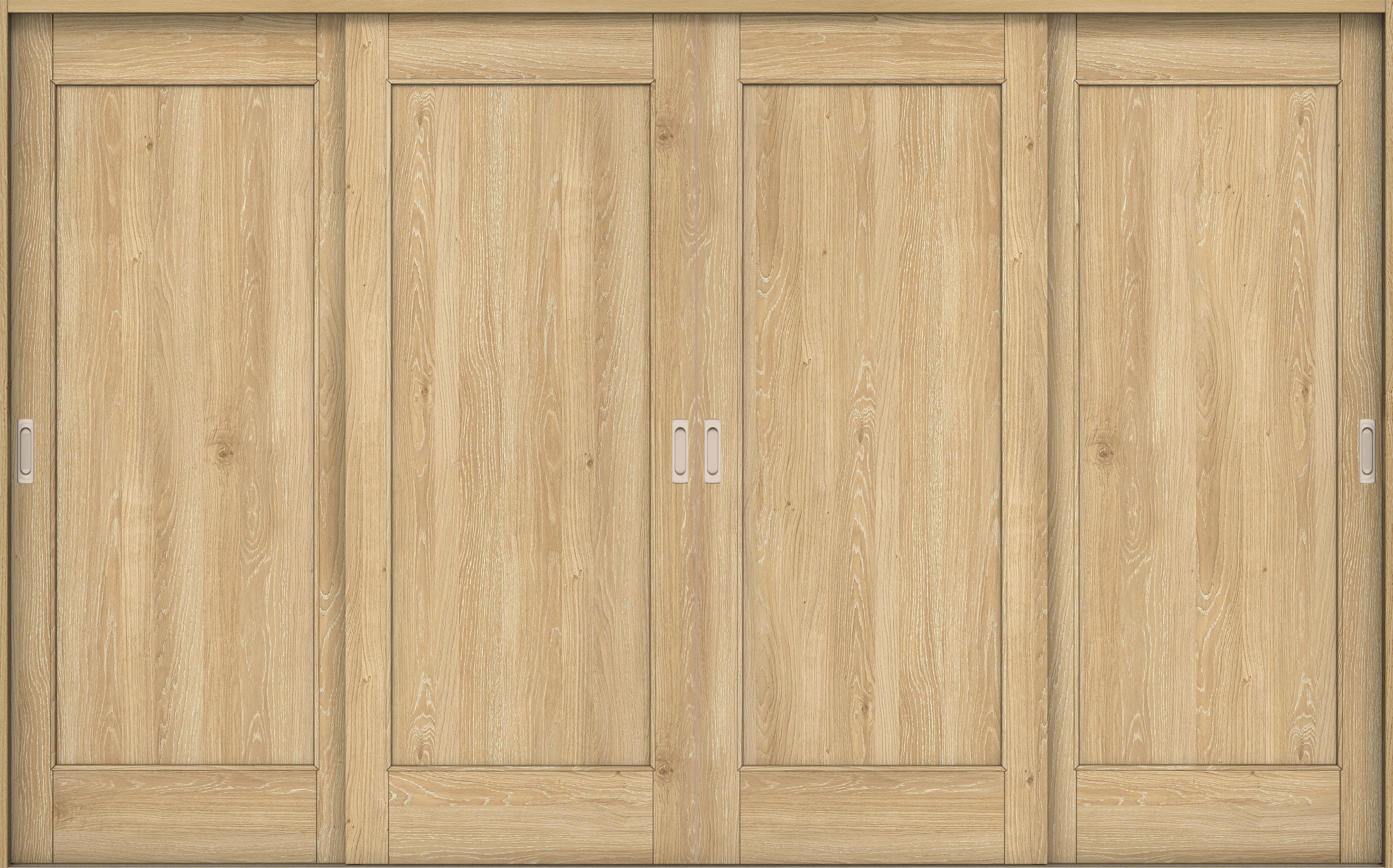 リビングドア　イエリア　引戸・４枚引違　扉セット　０１デザイン　３２６６幅用　２０００高　〈ミルキーオーカー柄〉　左右兼用　錠なし　ラクラクローズ付