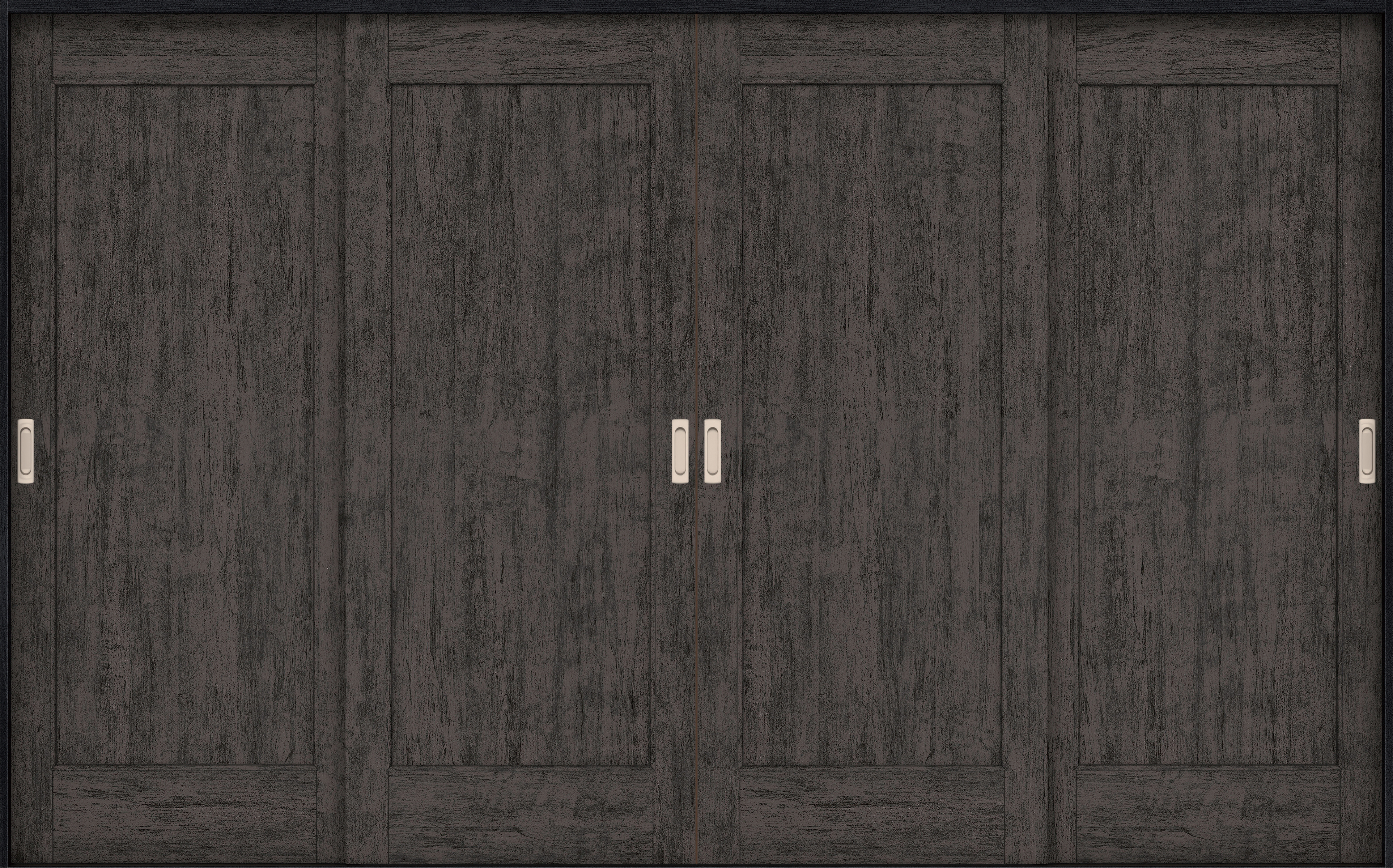 リビングドア　イエリア　引戸・４枚引違　扉セット　０１デザイン　３２６６幅用　２０００高　〈ドライブラック柄〉　左右兼用　錠なし　ラクラクローズ付