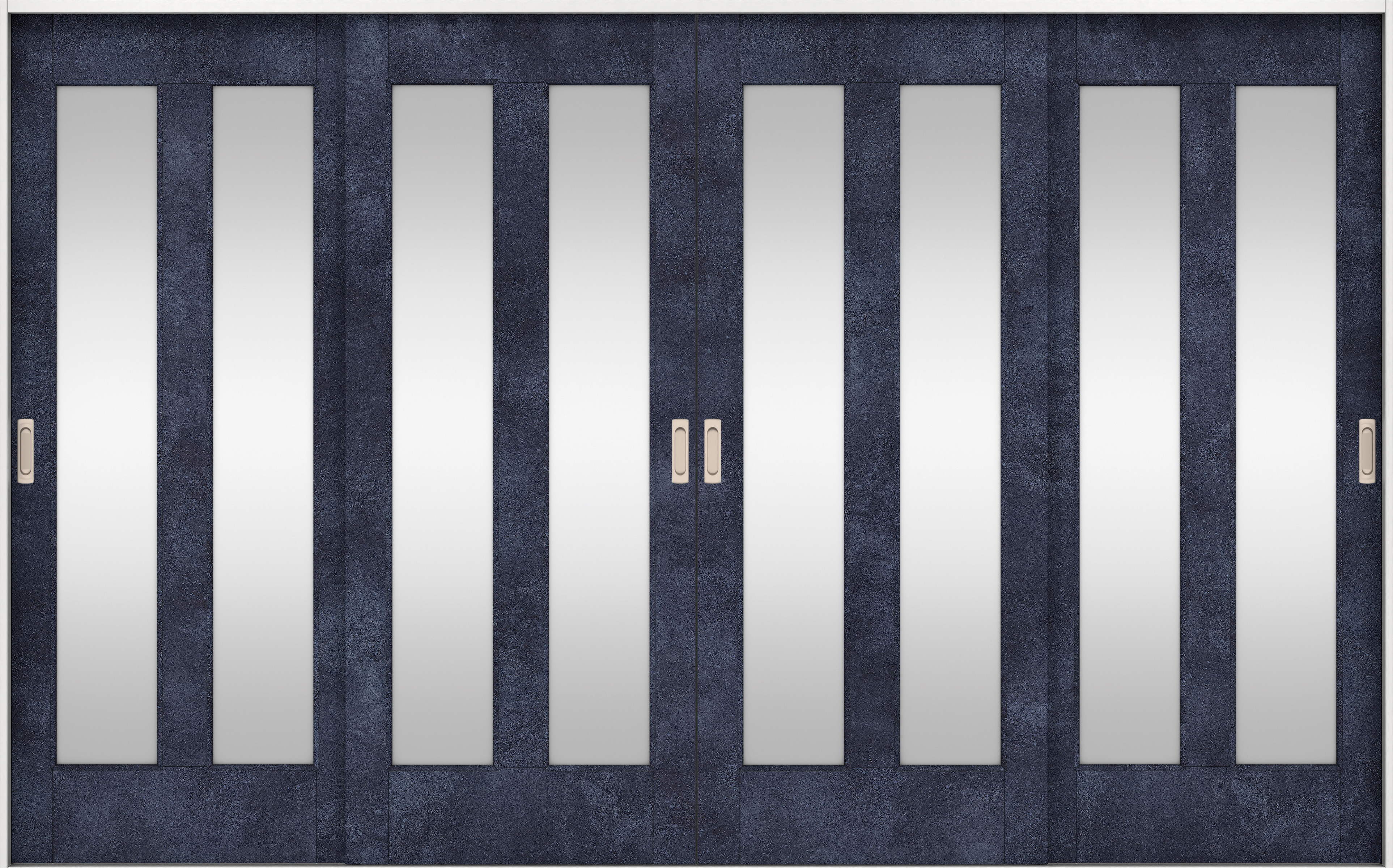 リビングドア　イエリア　引戸・４枚引違　扉セット　０６デザイン　３２６６幅用　２０００高　〈コバルトブルー柄〉　左右兼用　錠なし　ラクラクローズ付